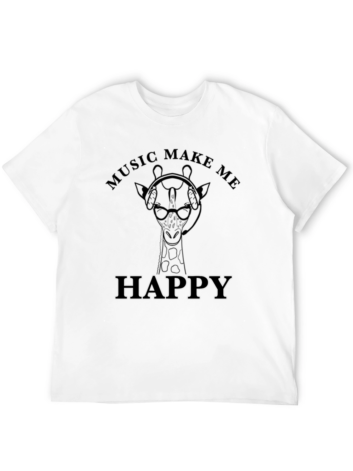 Music Giraffe Graphic Tee - Black Casual Shirt