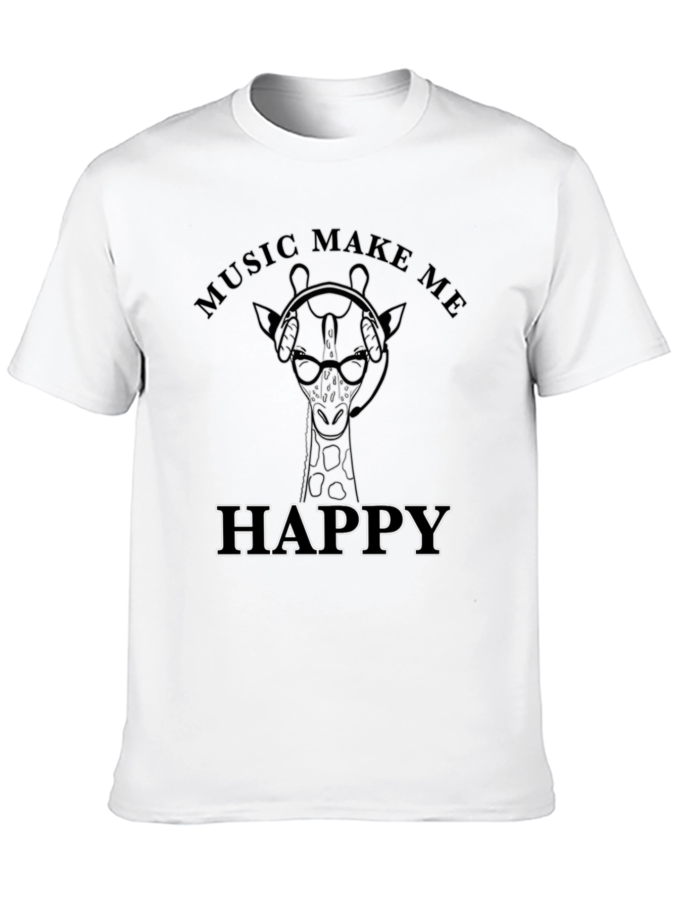 Music Giraffe Graphic Tee - Black Casual Shirt