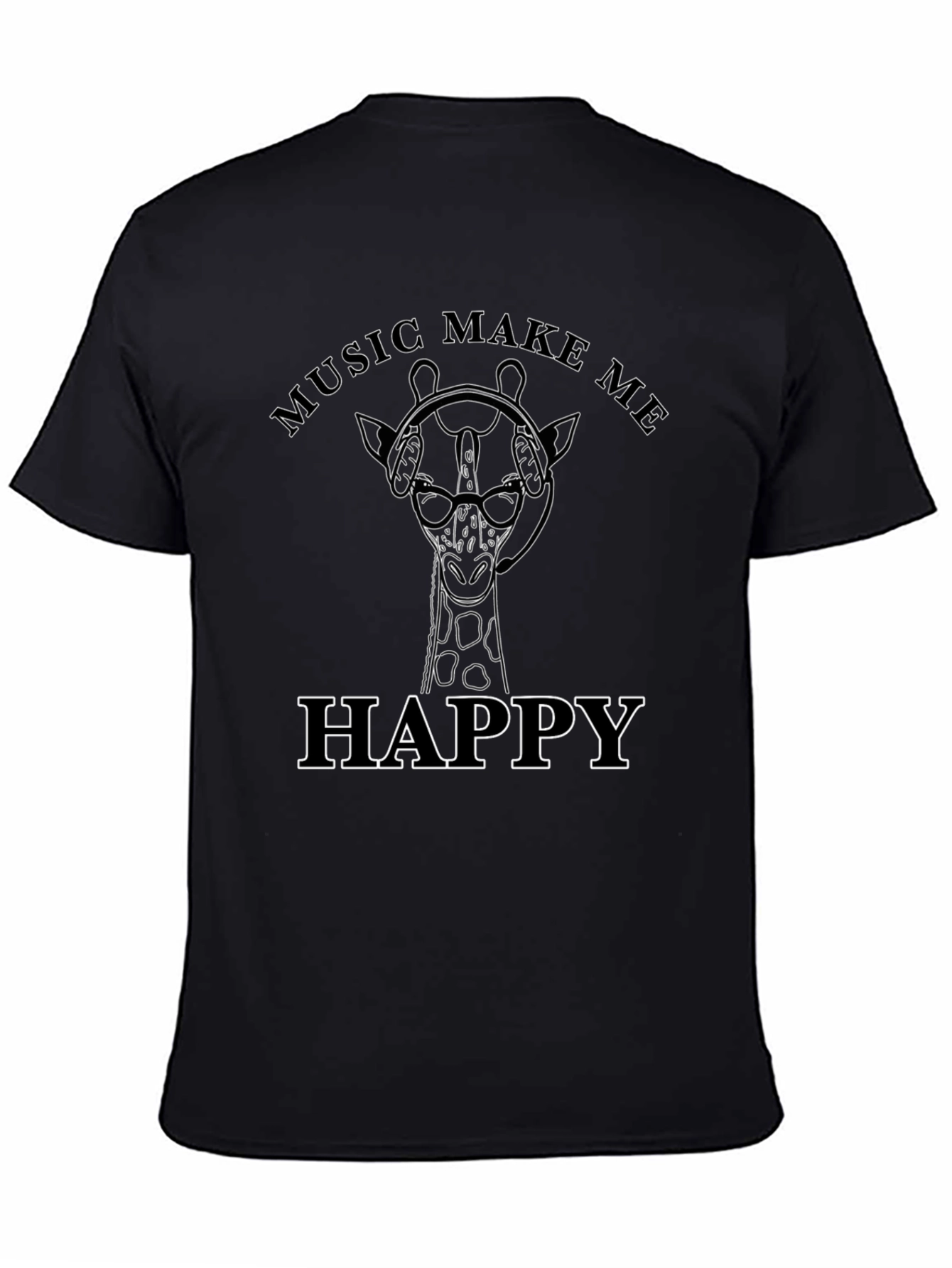 Music Giraffe Graphic Tee - Black Casual Shirt