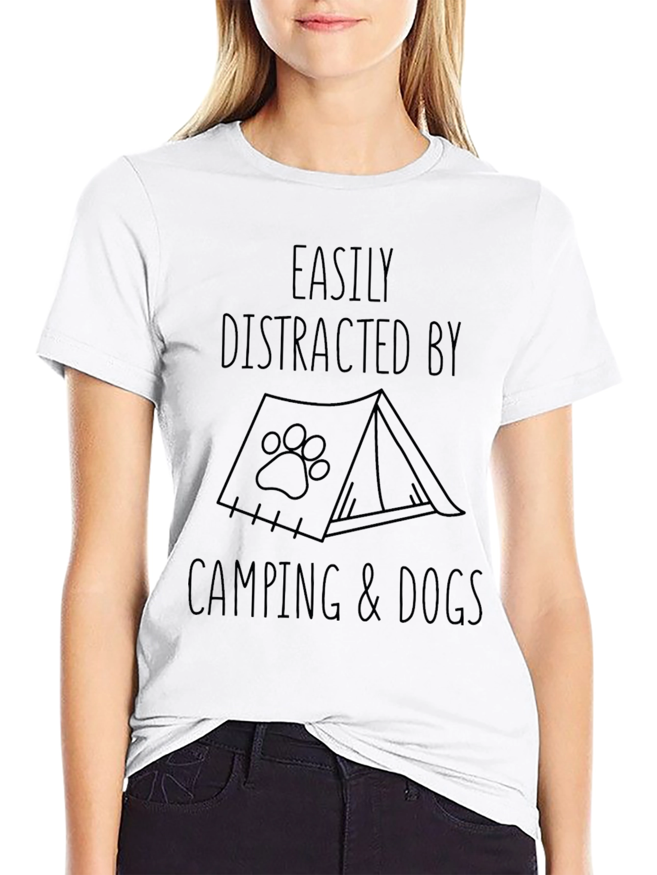 Easily Distracted By Camping & Dogs T-Shirt
