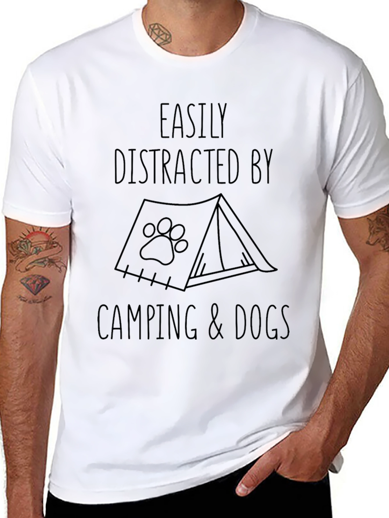 Easily Distracted By Camping & Dogs T-Shirt