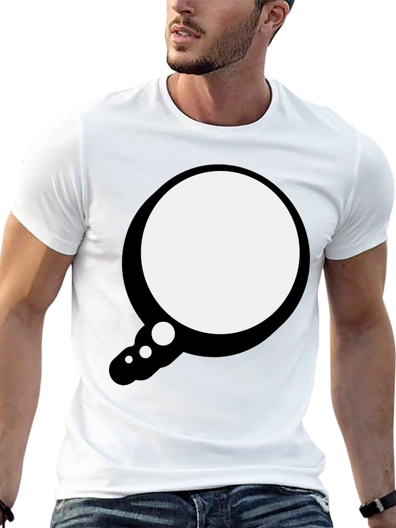 Mens Black T-Shirt with Speech Bubble Design