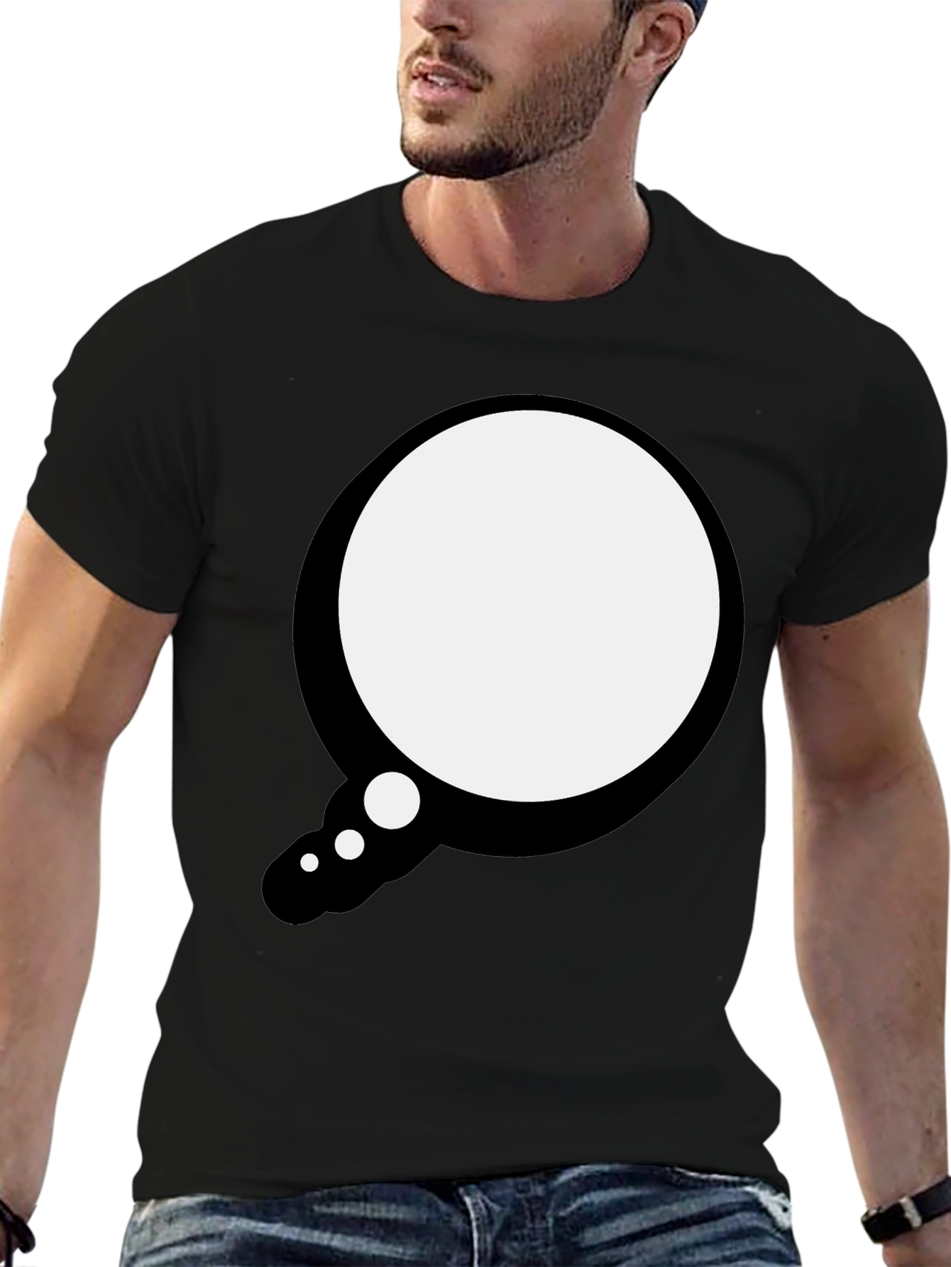 Mens Black T-Shirt with Speech Bubble Design