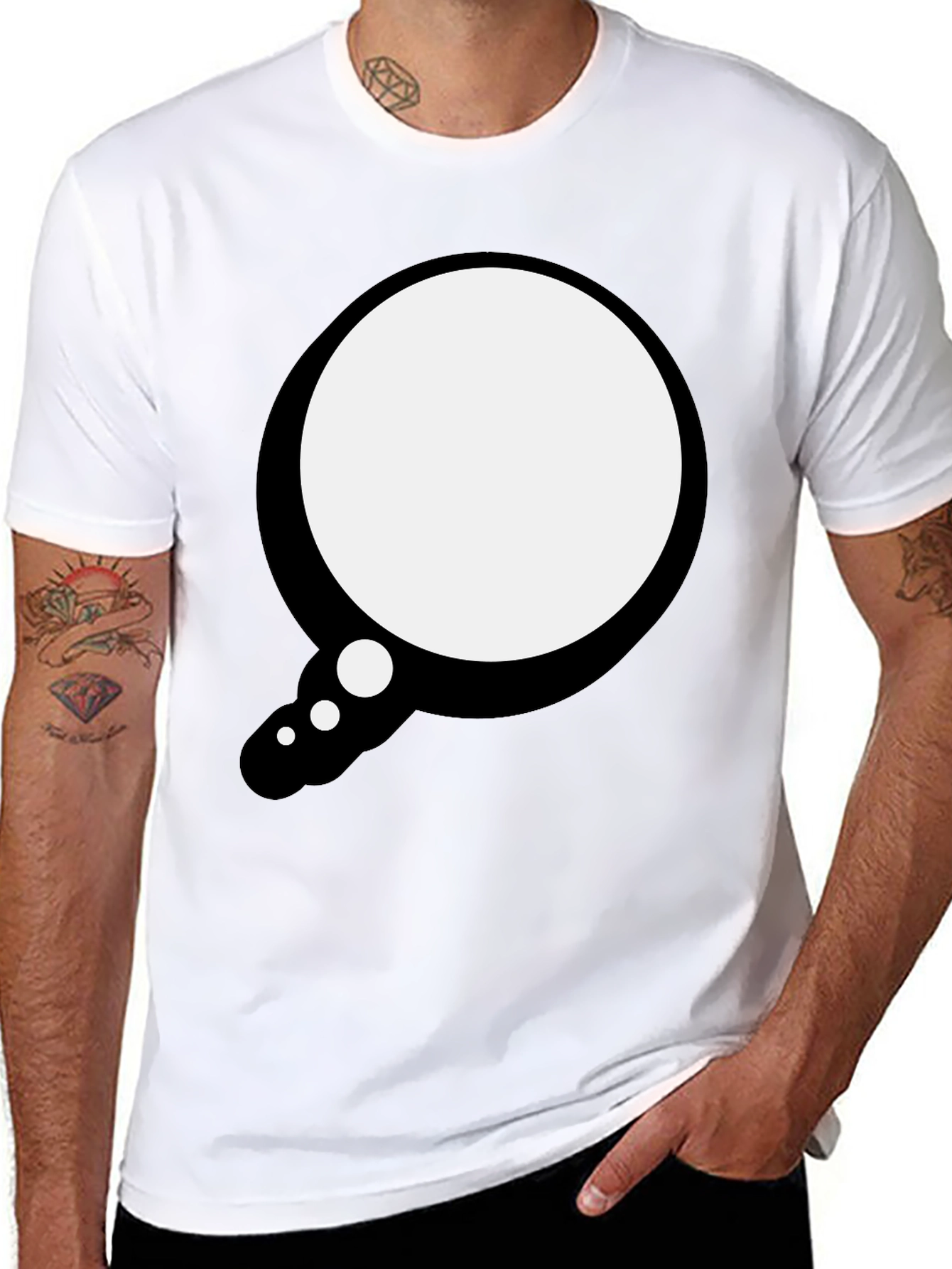 Mens Black T-Shirt with Speech Bubble Design