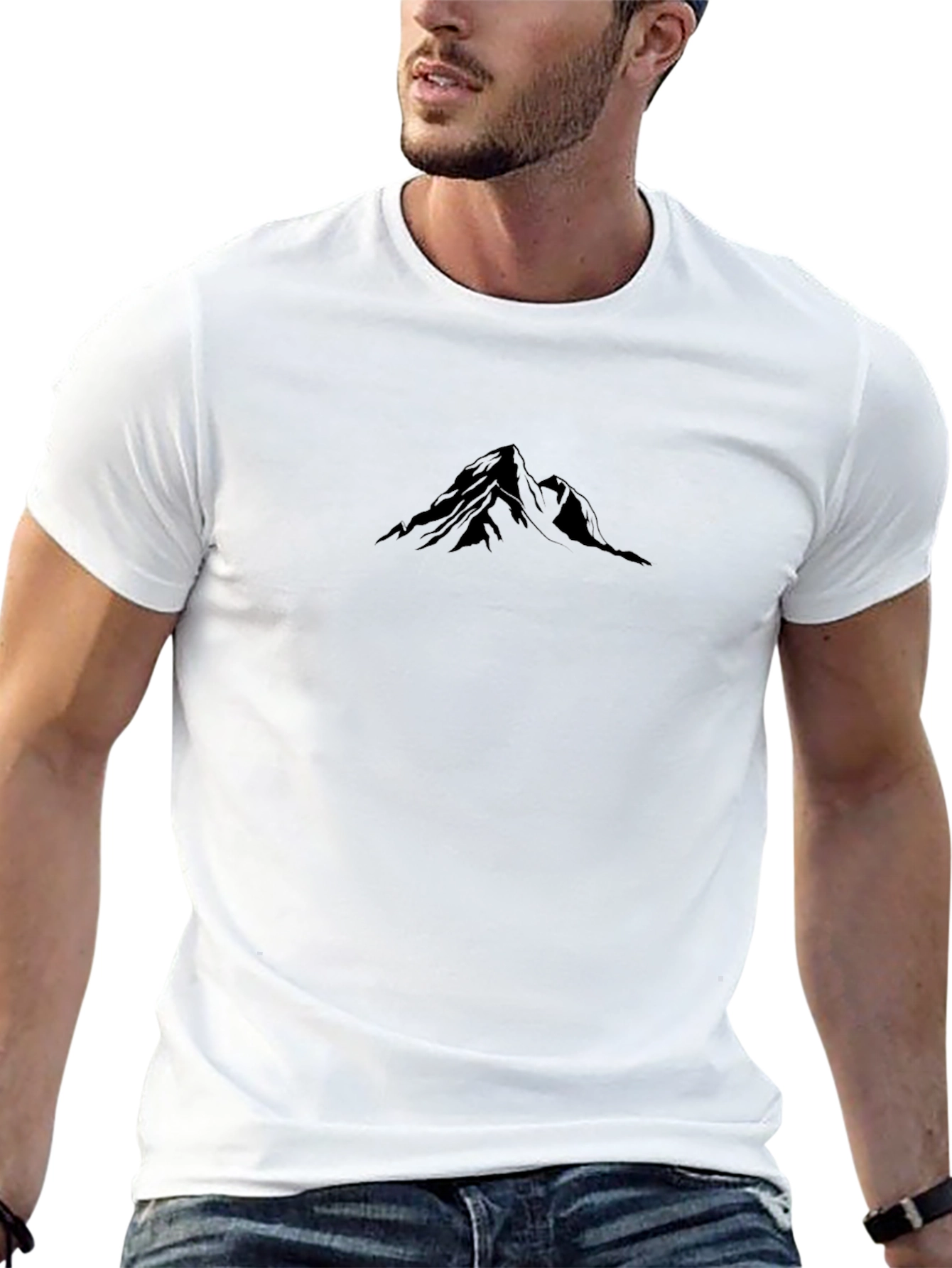 Minimalist Mountain Graphic Black T-Shirt