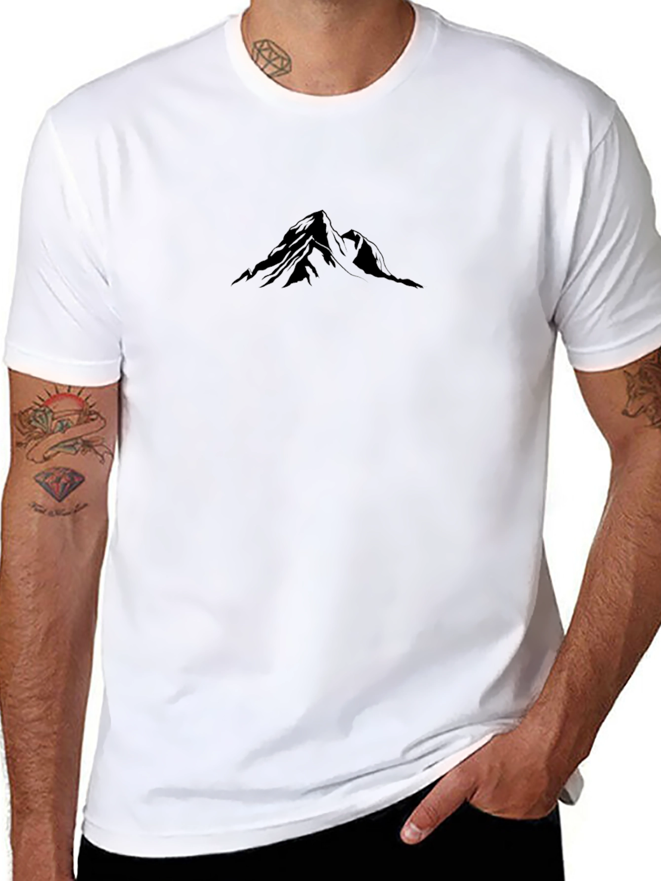 Minimalist Mountain Graphic Black T-Shirt