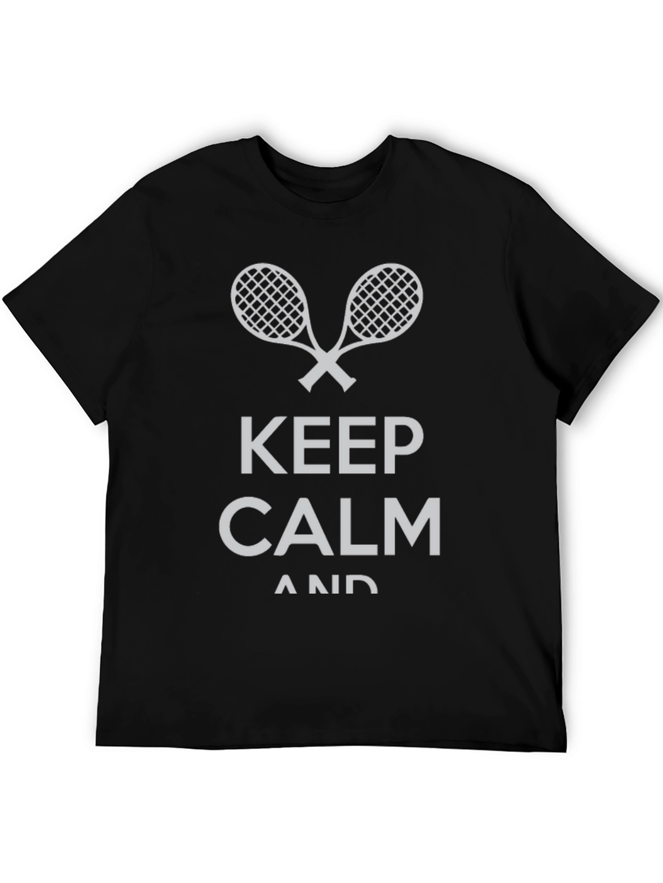 Keep Calm Tennis Racket Black T-Shirt