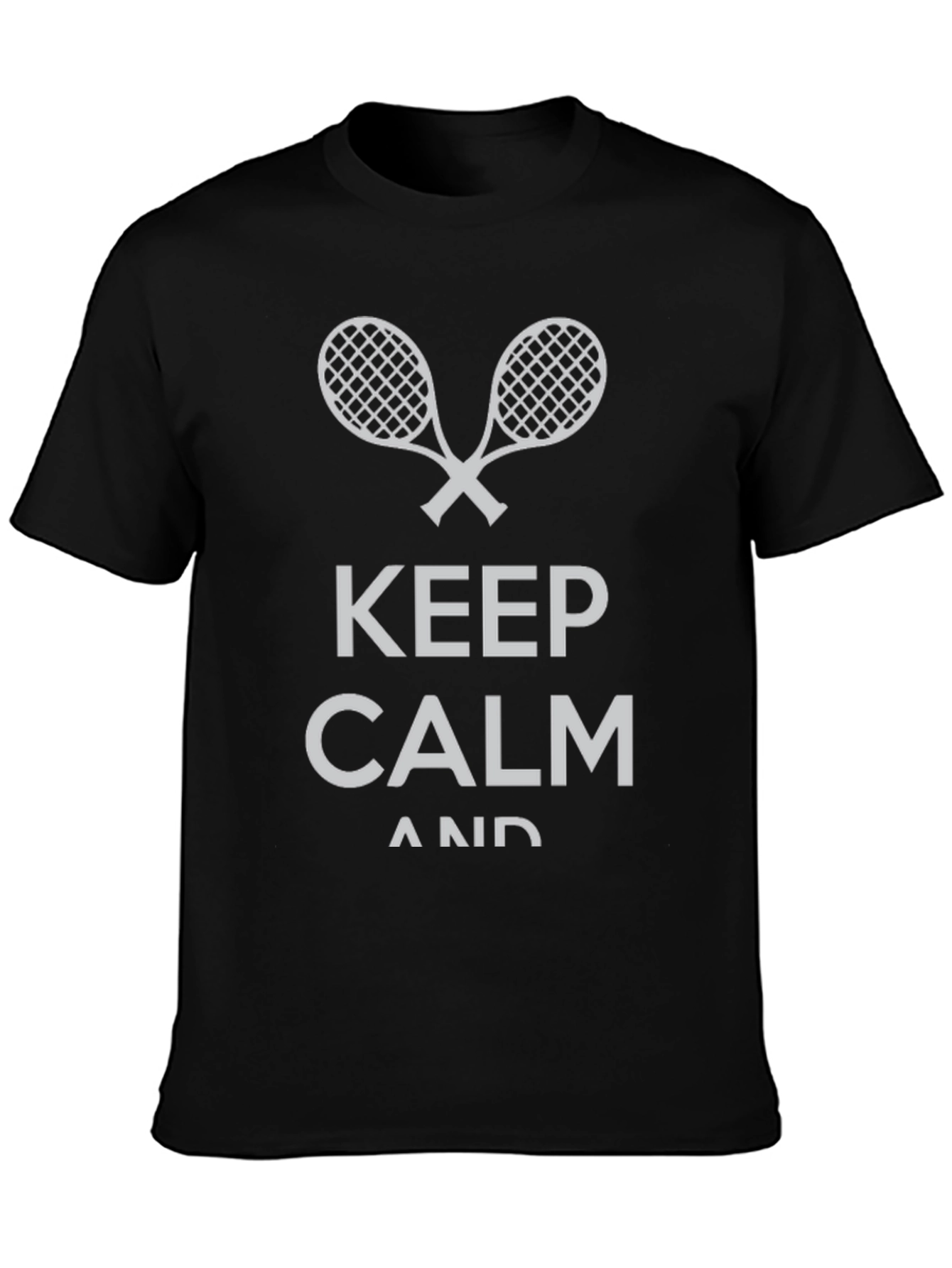 Keep Calm Tennis Racket Black T-Shirt