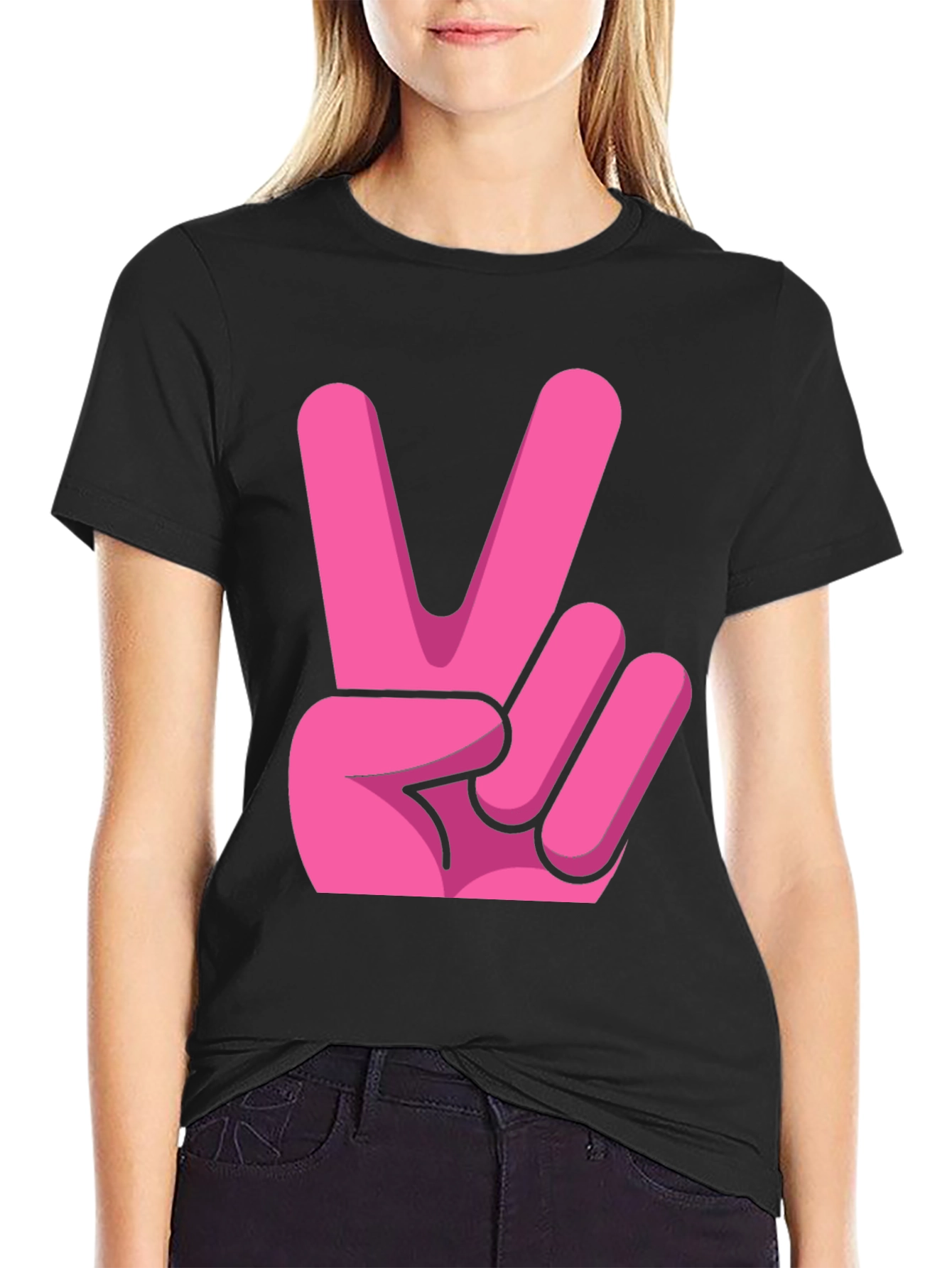 Pink Peace Sign Graphic Tee