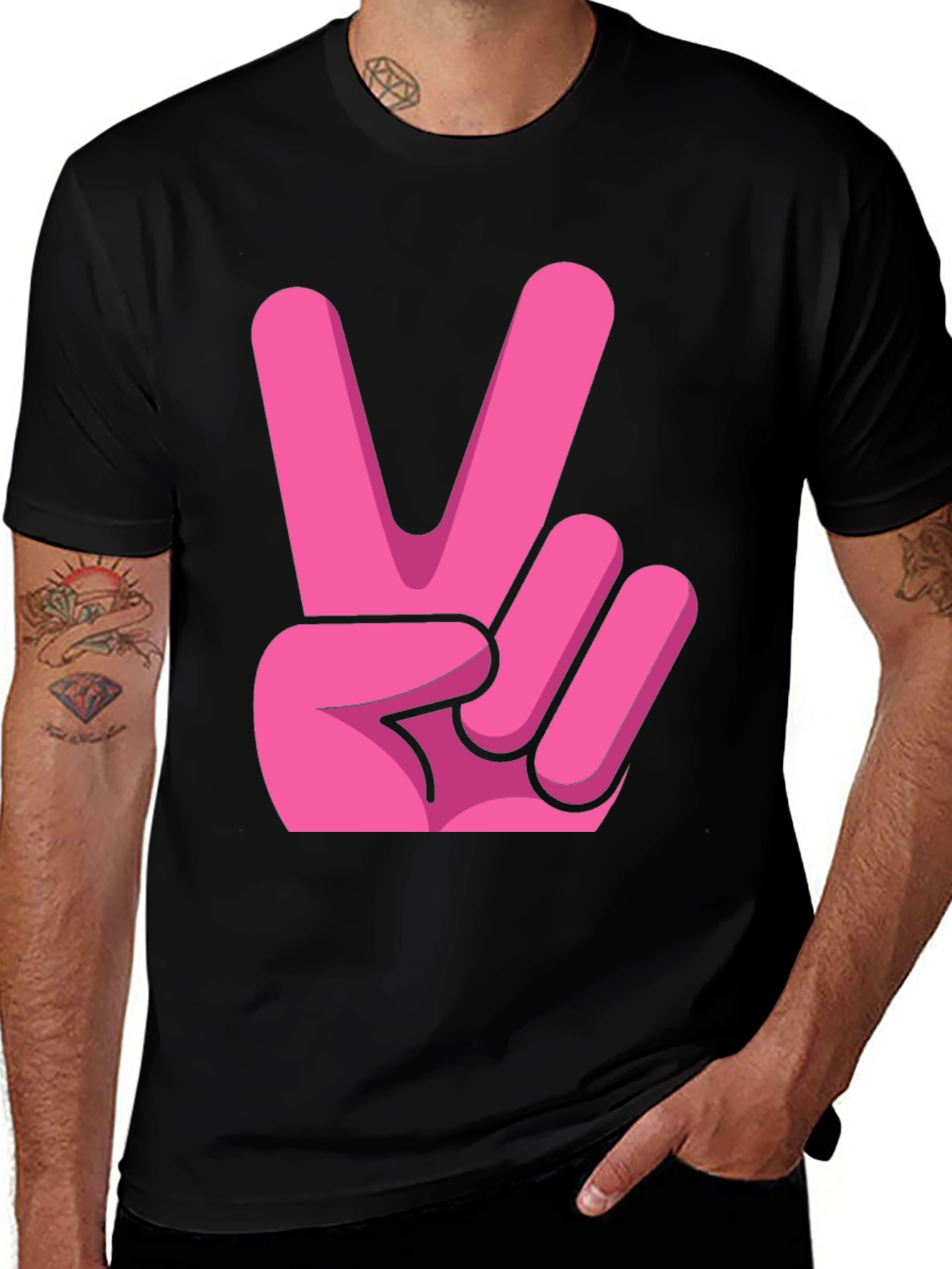 Pink Peace Sign Graphic Tee