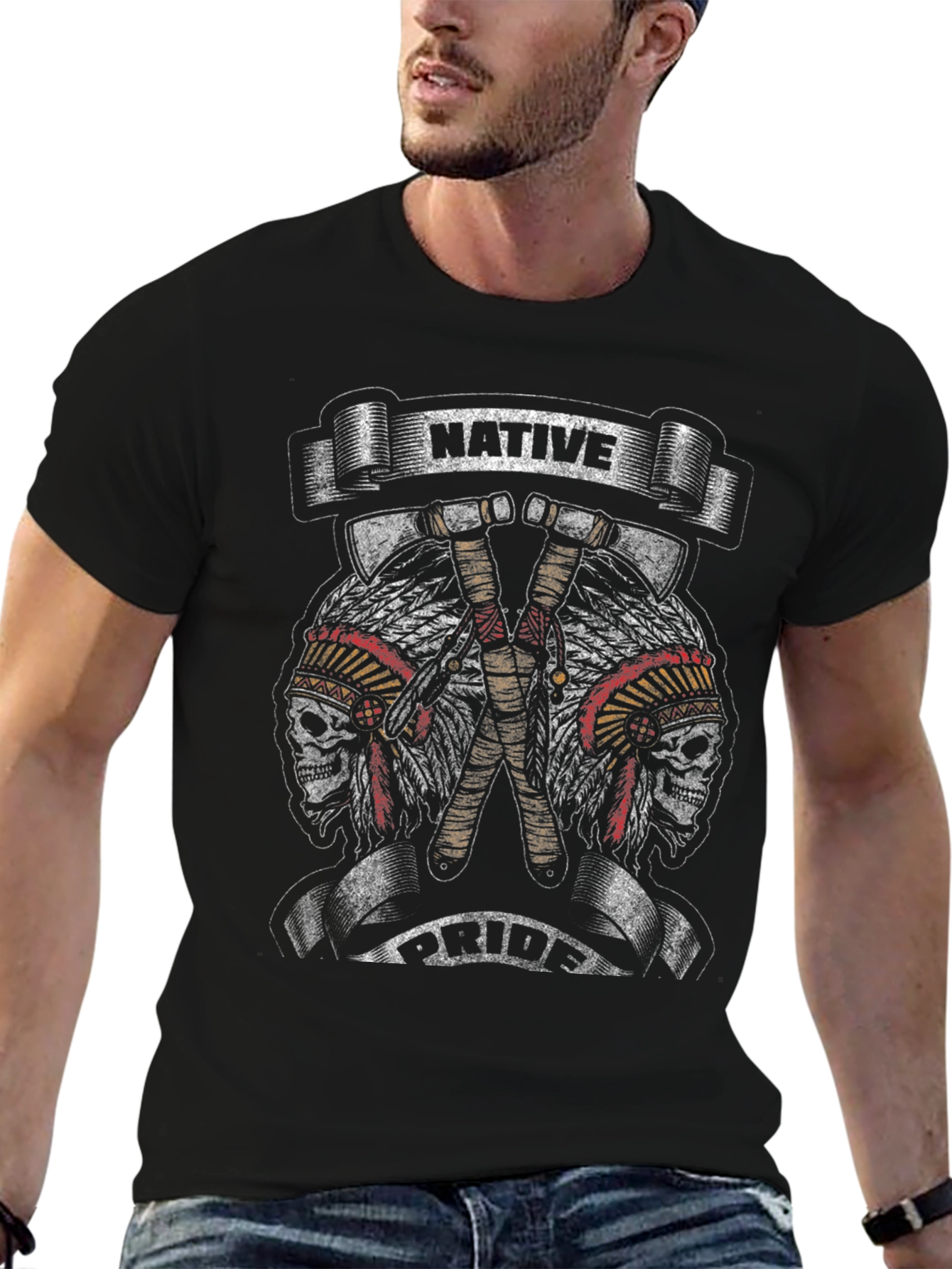 Native Pride Skull Graphic Tee