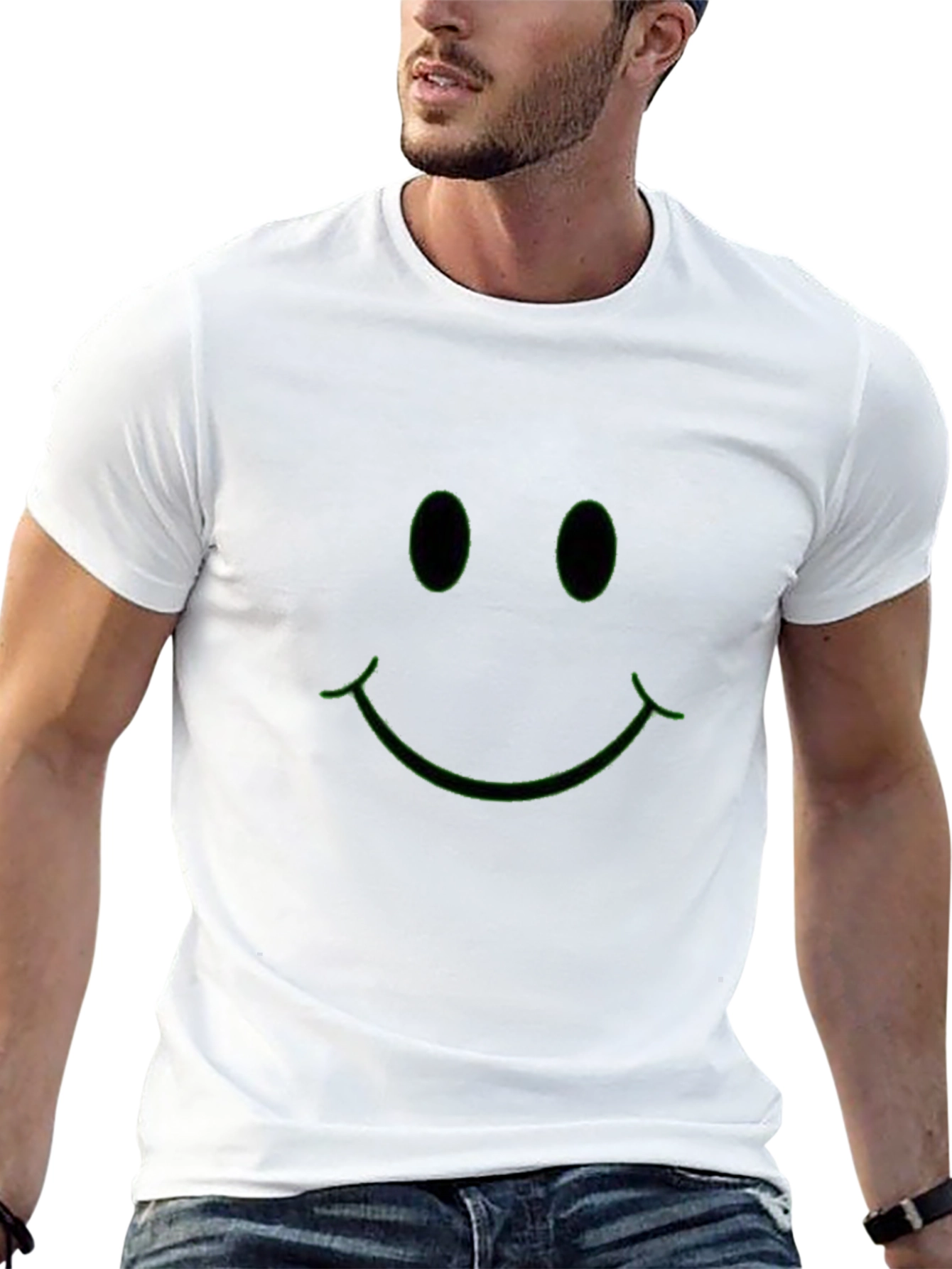Neon Green Smiley Face Black T-Shirt