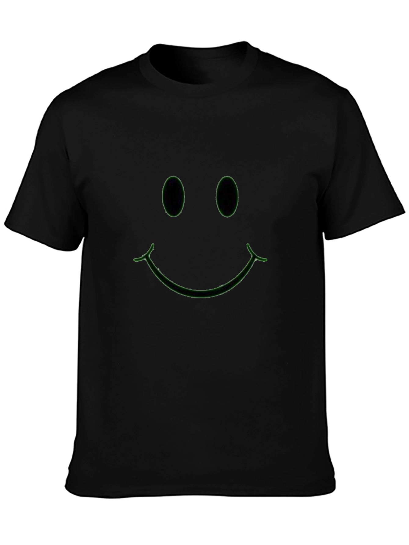 Neon Green Smiley Face Black T-Shirt