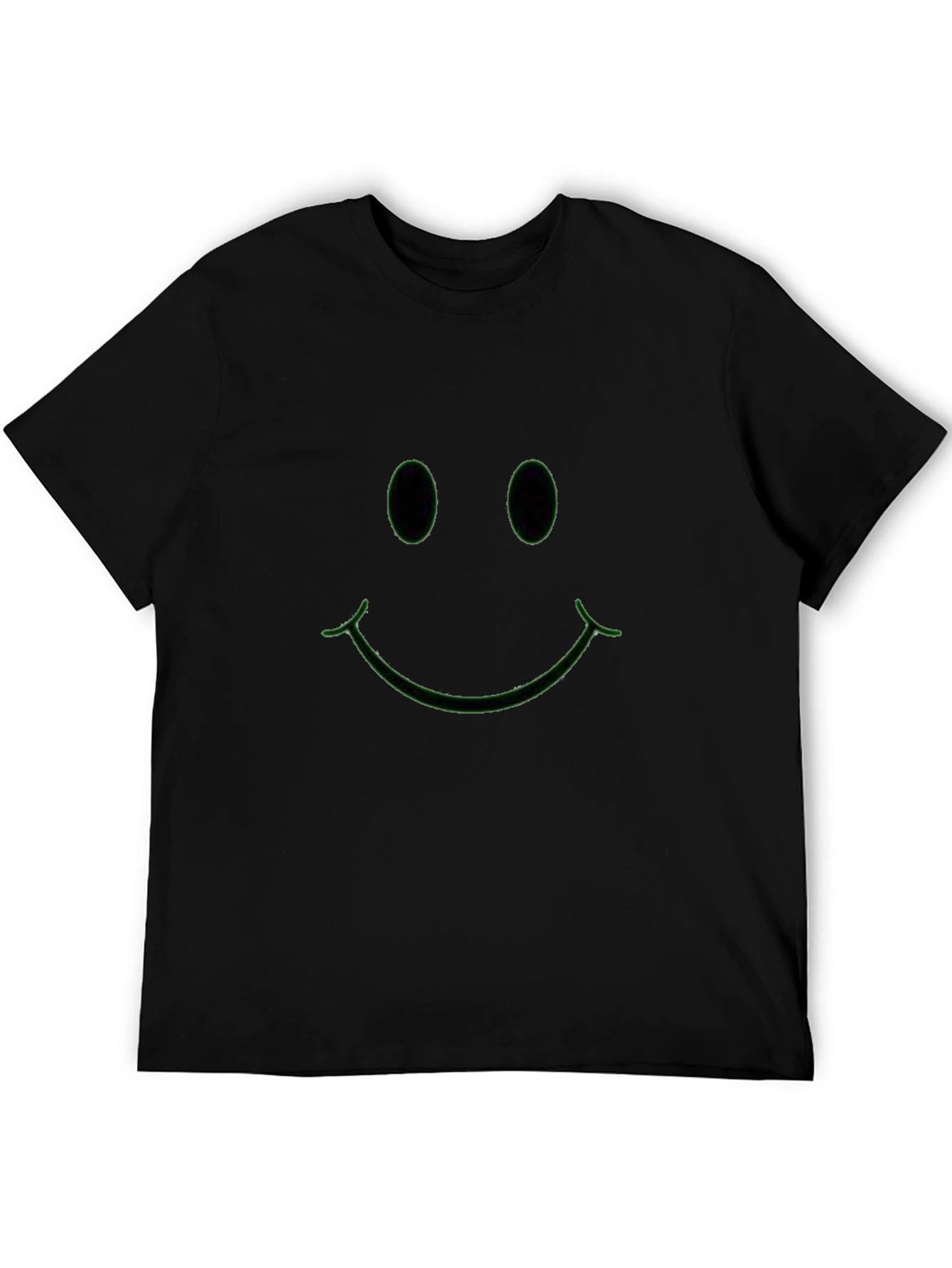 Neon Green Smiley Face Black T-Shirt