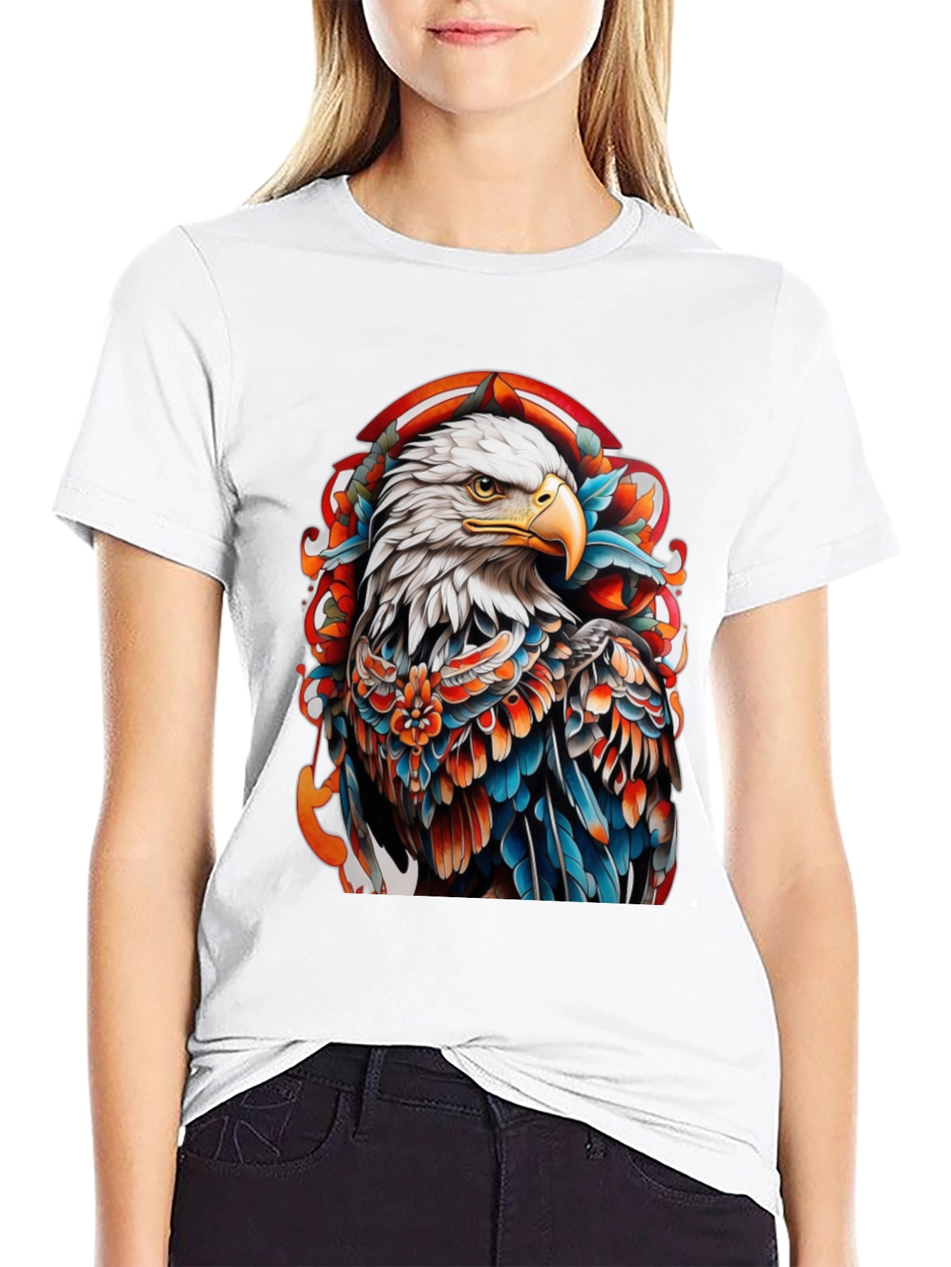Eagle Tattoo Graphic Tee - Bold Black T-Shirt