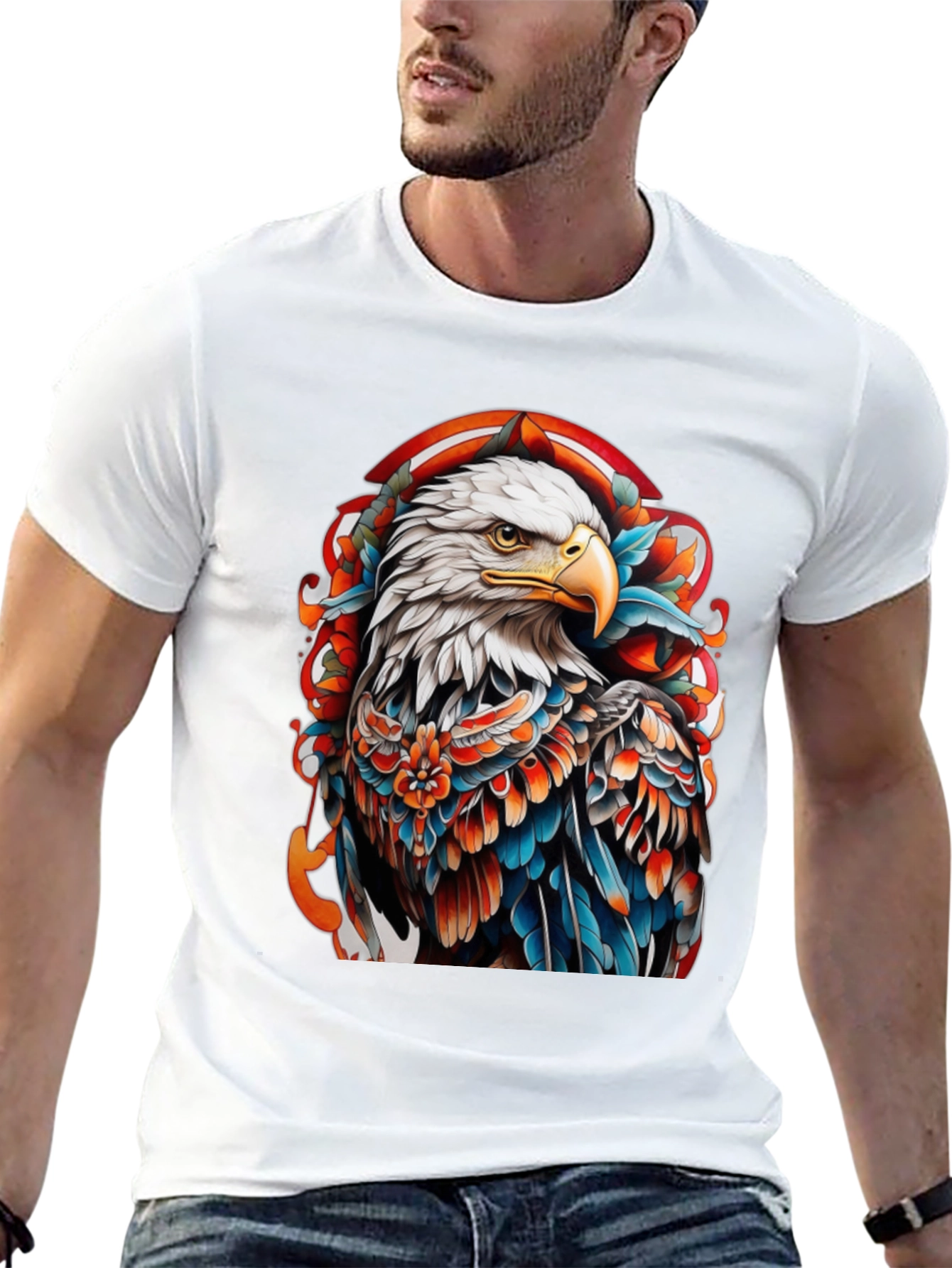 Eagle Tattoo Graphic Tee - Bold Black T-Shirt