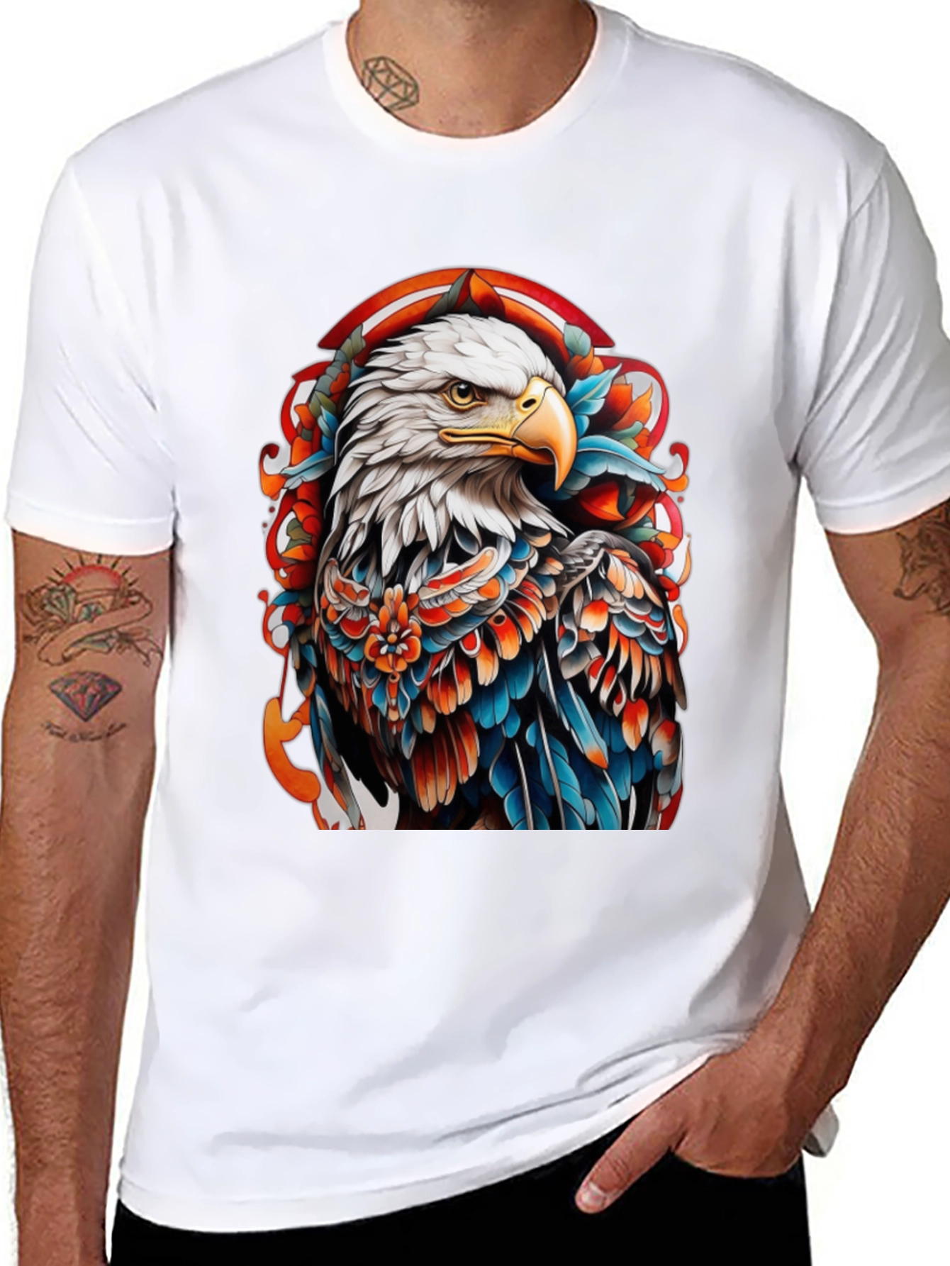 Eagle Tattoo Graphic Tee - Bold Black T-Shirt