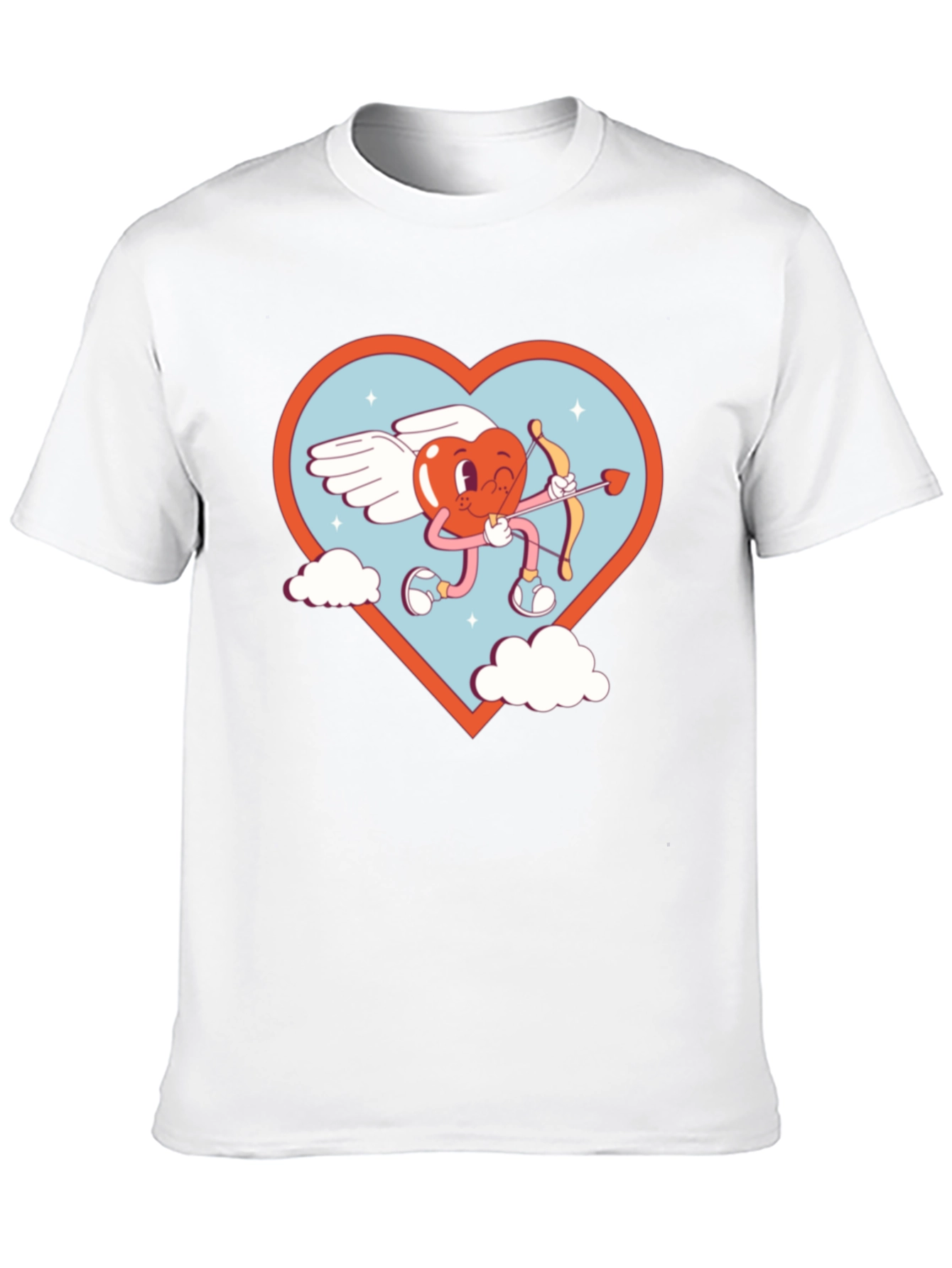 Cartoon Heart Cupid Black T-Shirt