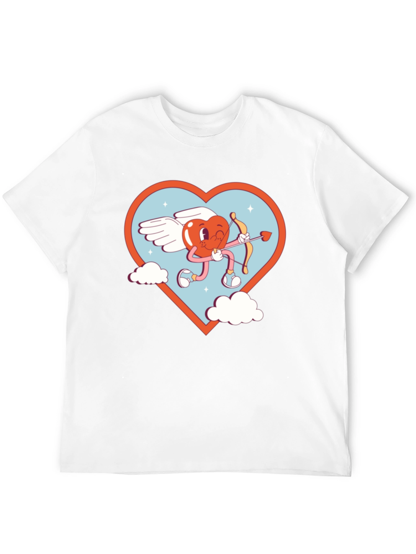 Cartoon Heart Cupid Black T-Shirt