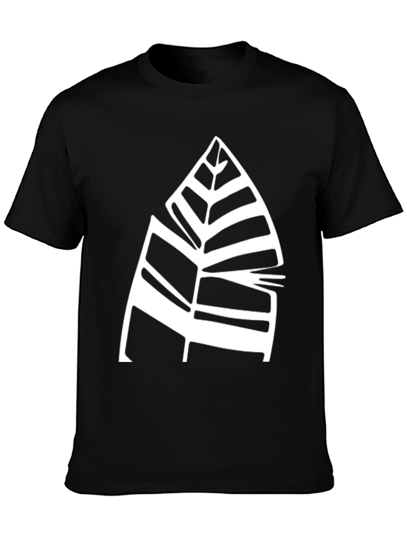 Modern Leaf Design Black T-Shirt