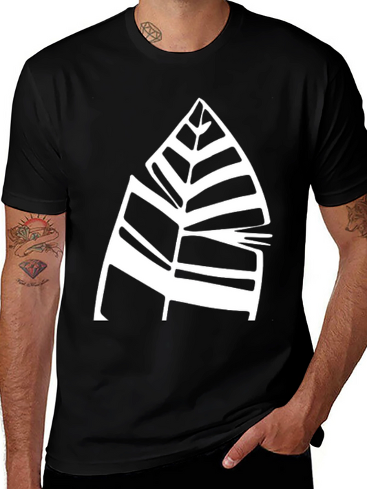Modern Leaf Design Black T-Shirt