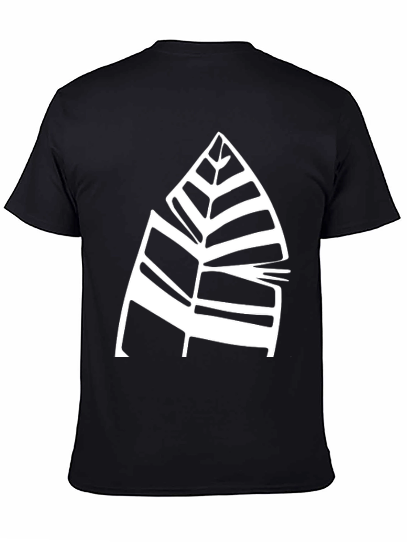 Modern Leaf Design Black T-Shirt