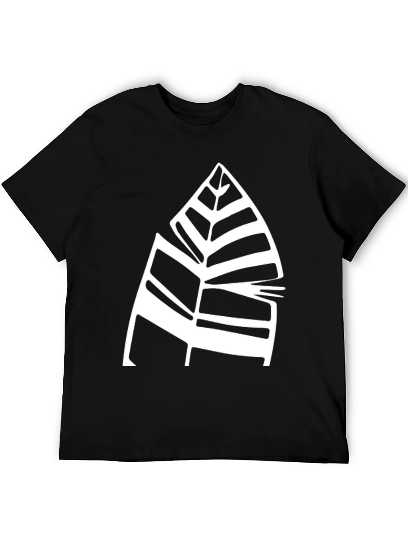 Modern Leaf Design Black T-Shirt