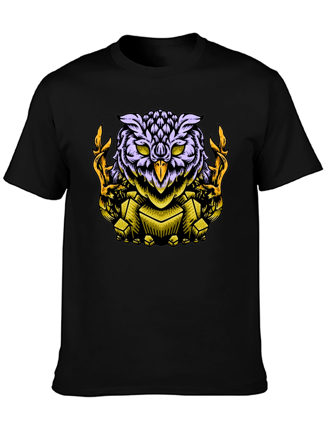 Owl Graphic Print Black T-Shirt