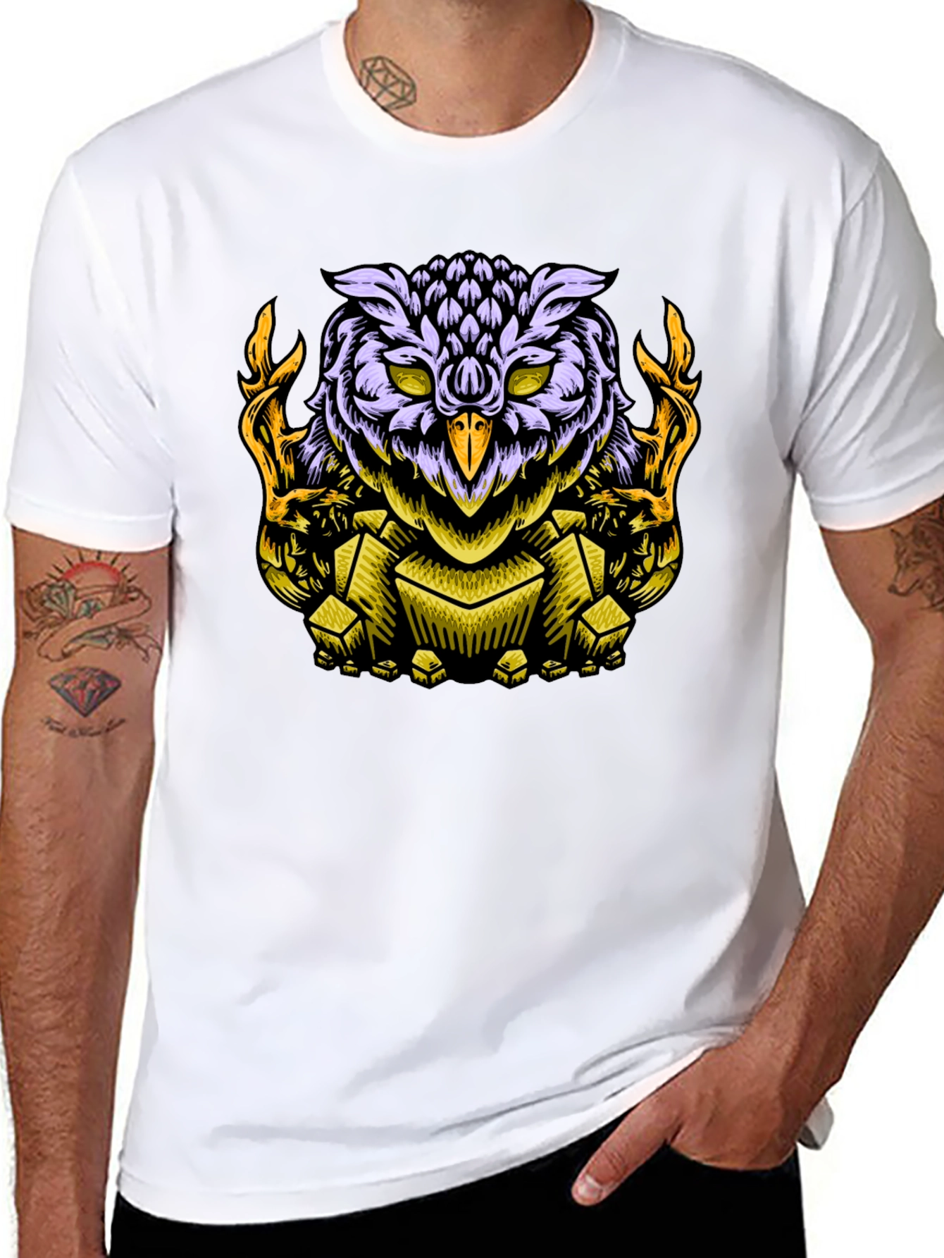 Owl Graphic Print Black T-Shirt