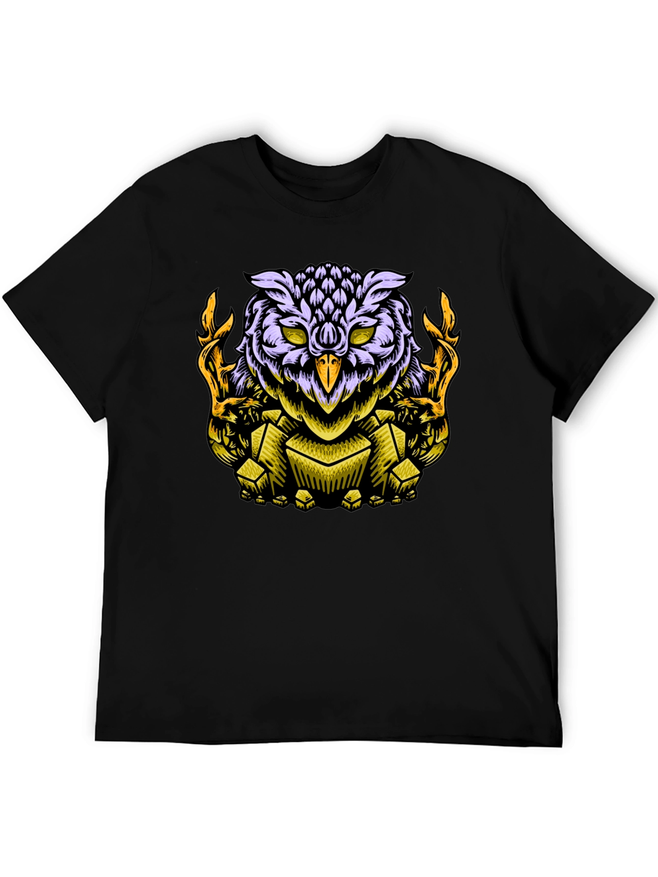 Owl Graphic Print Black T-Shirt