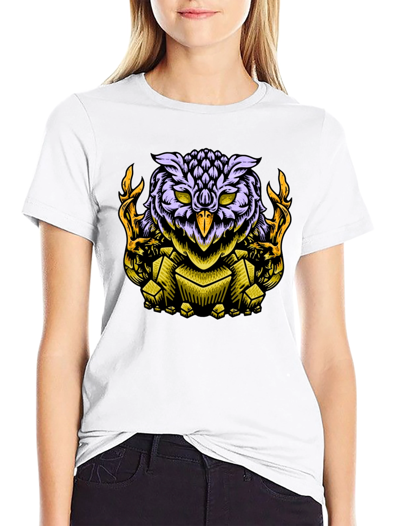 Owl Graphic Print Black T-Shirt
