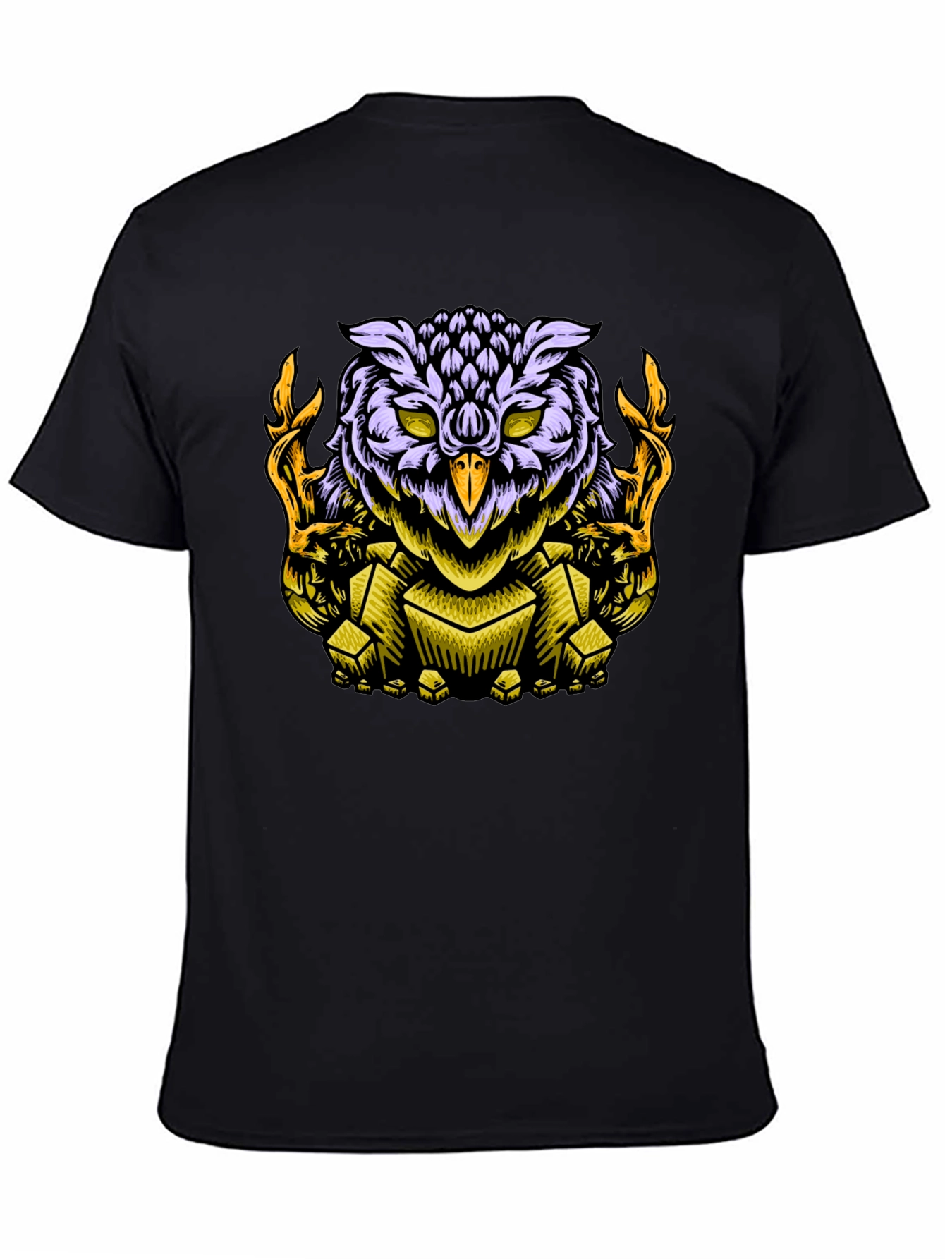 Owl Graphic Print Black T-Shirt