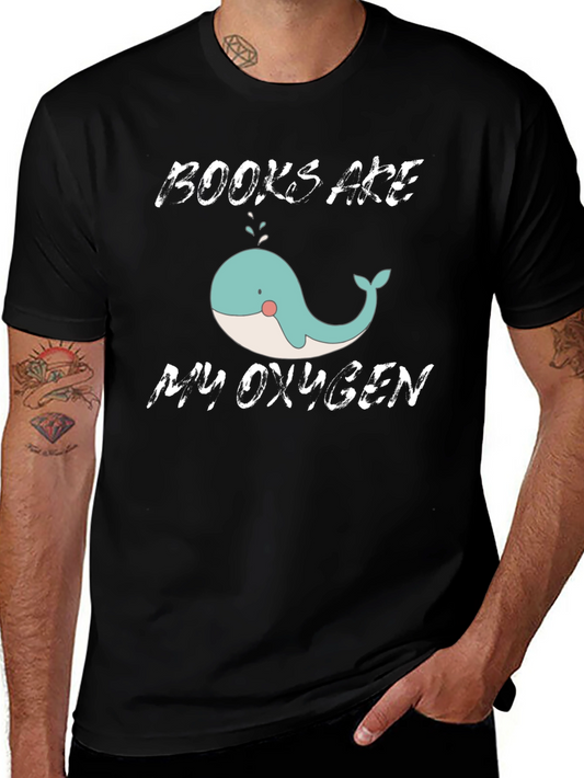 Books Are My Oxygen Whale Graphic T-Shirt