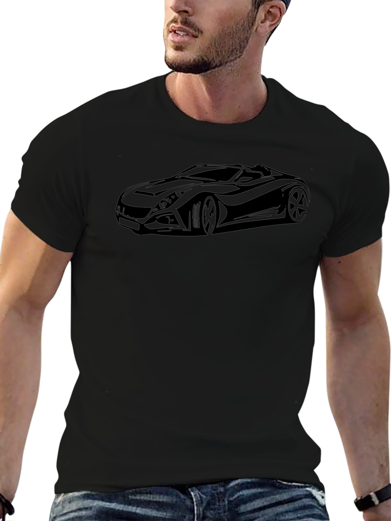 Sleek Black Car Graphic Tee - Stylish Comfort