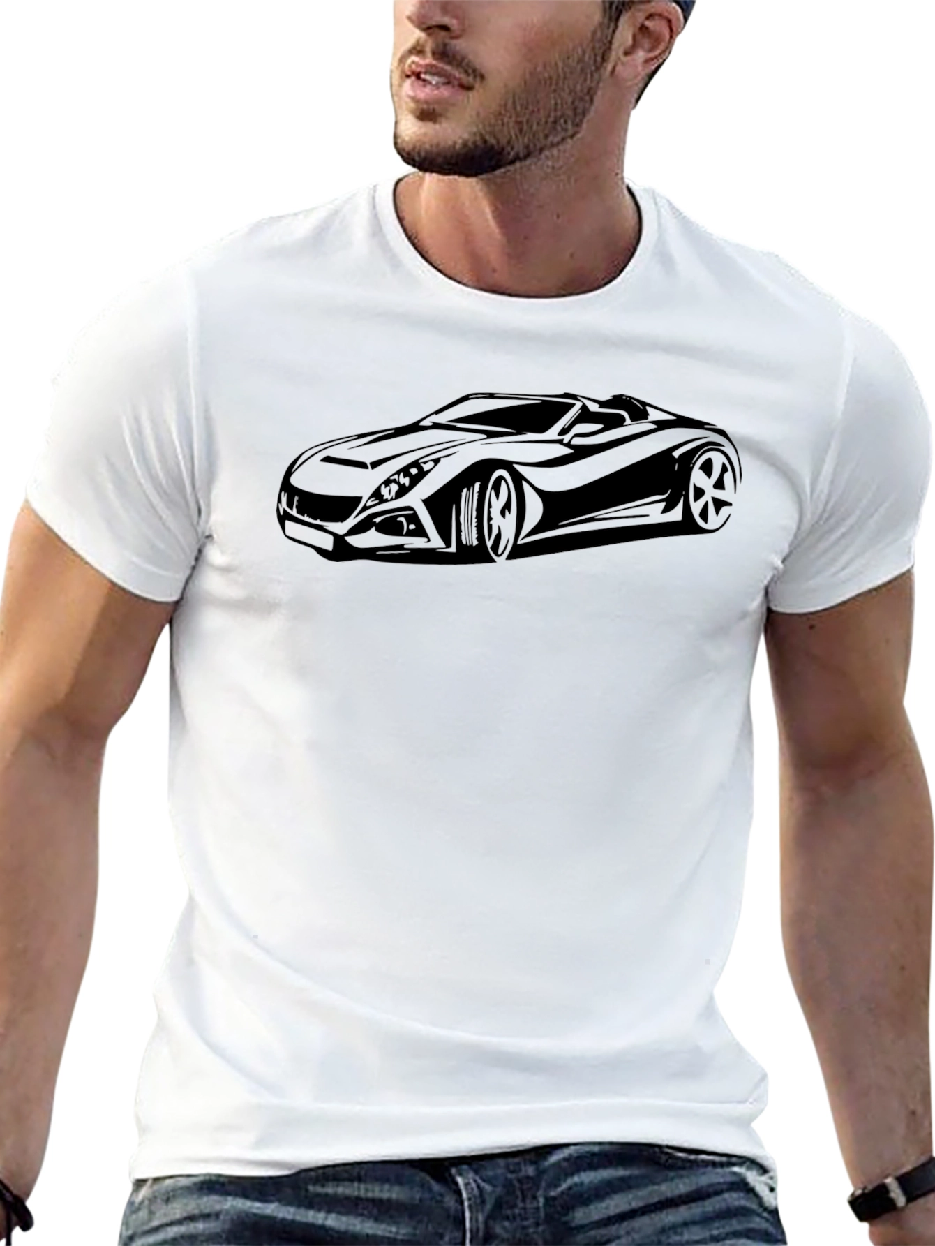 Sleek Black Car Graphic Tee - Stylish Comfort