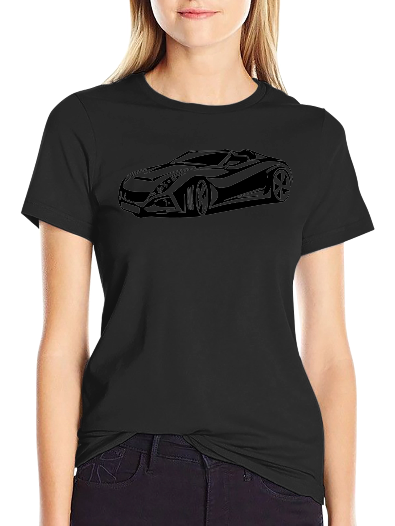 Sleek Black Car Graphic Tee - Stylish Comfort