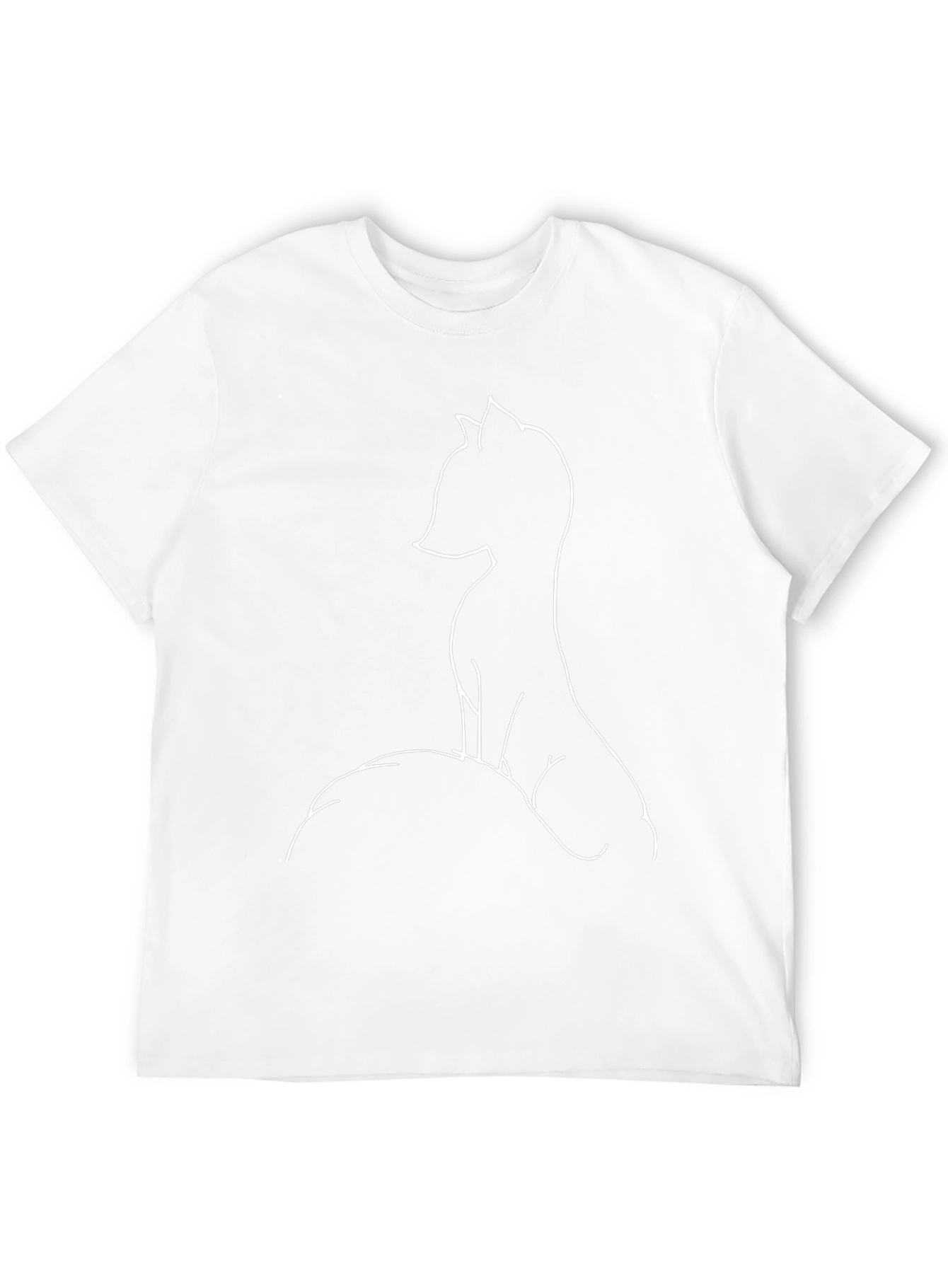 Minimalist Fox Outline Graphic Tee - Black