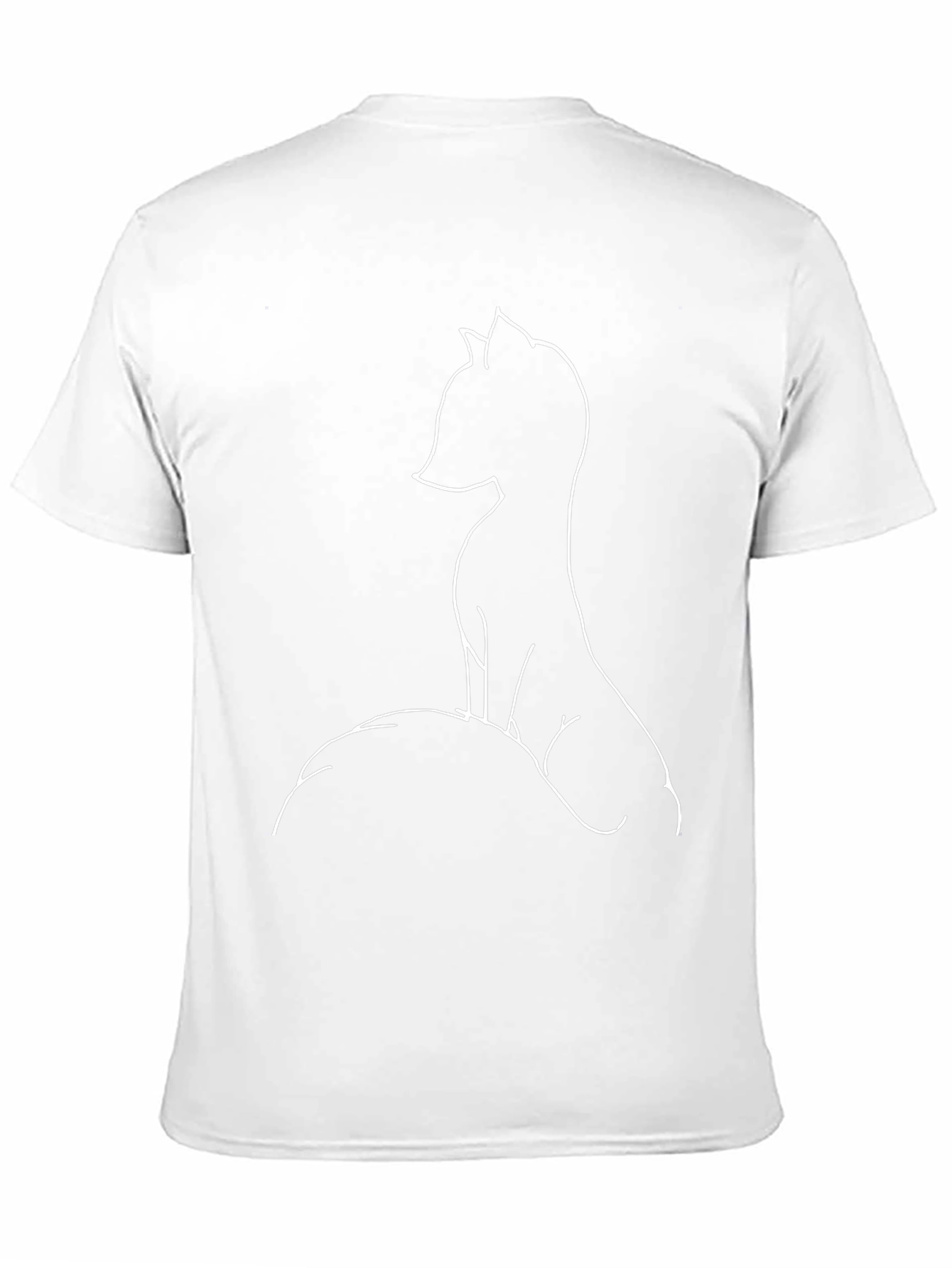 Minimalist Fox Outline Graphic Tee - Black