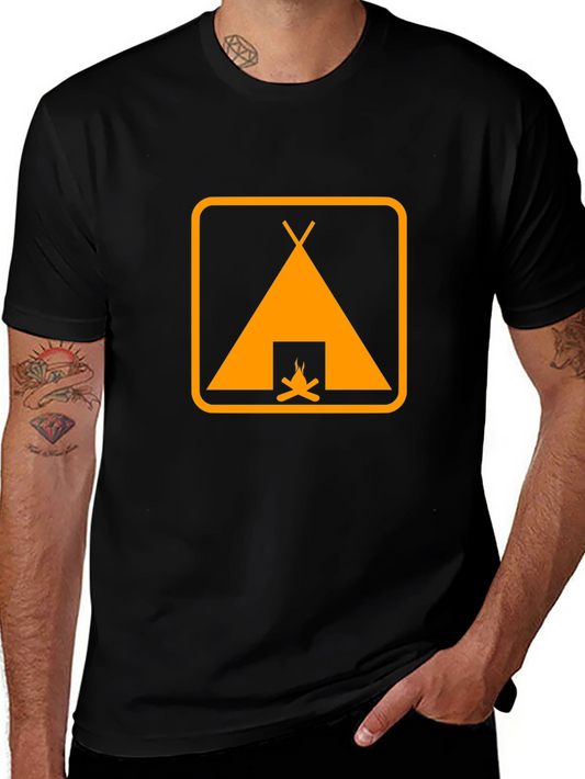 Camping Tent Graphic Tee - Black Adventure Shirt