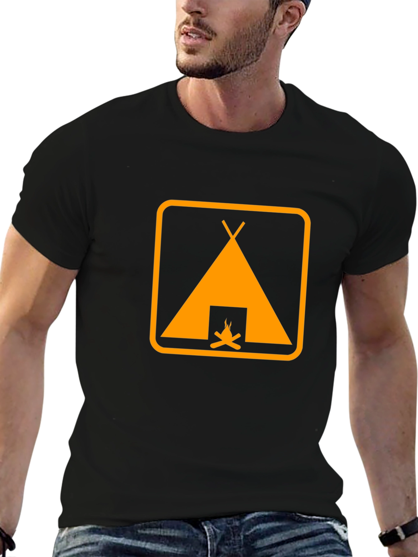 Camping Tent Graphic Tee - Black Adventure Shirt
