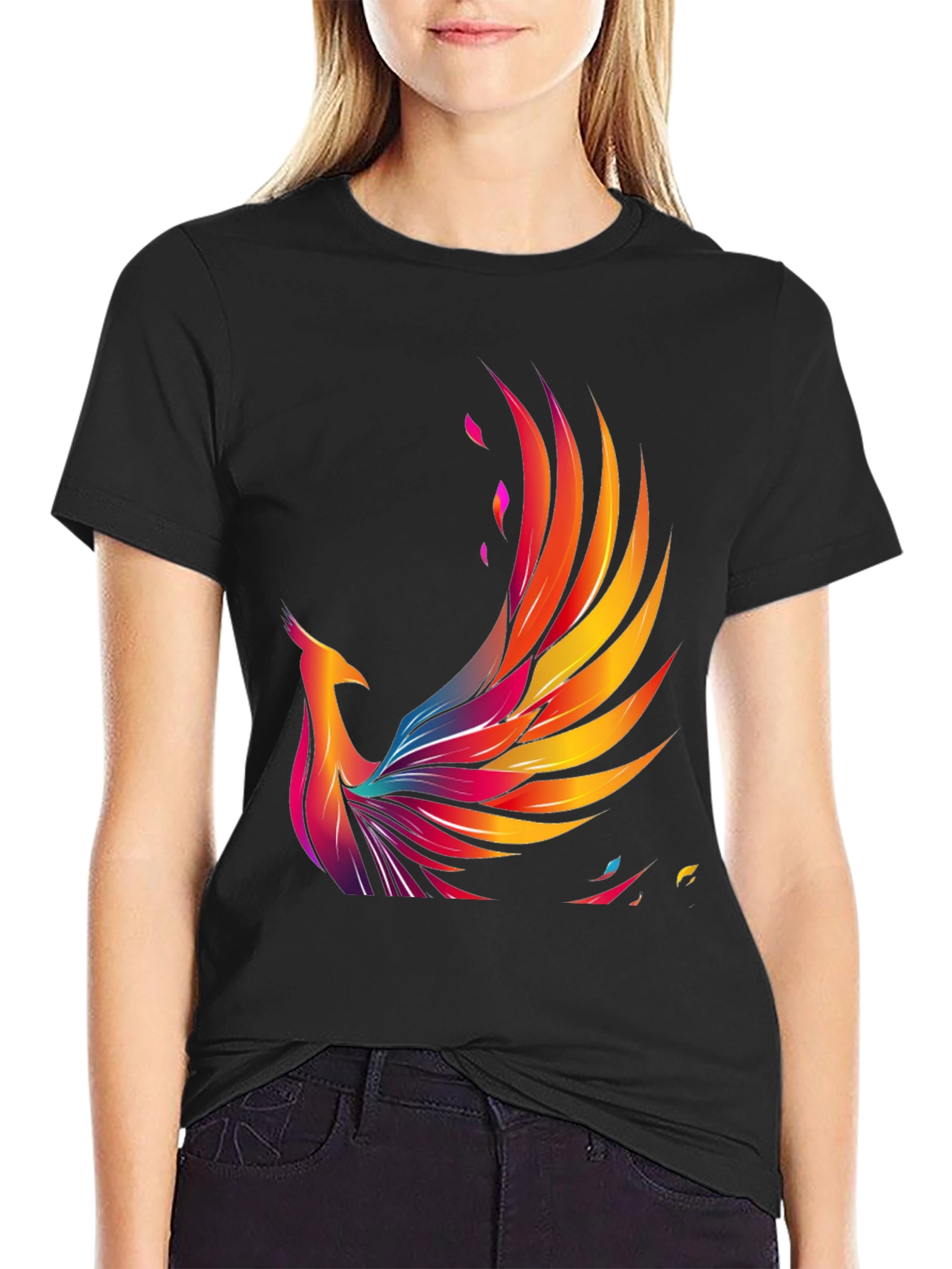 Phoenix Graphic Print Black T-Shirt