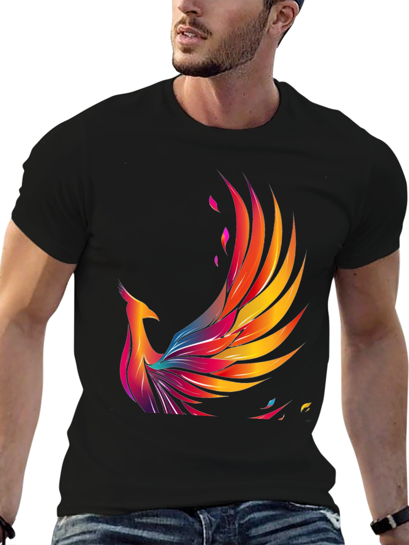 Phoenix Graphic Print Black T-Shirt