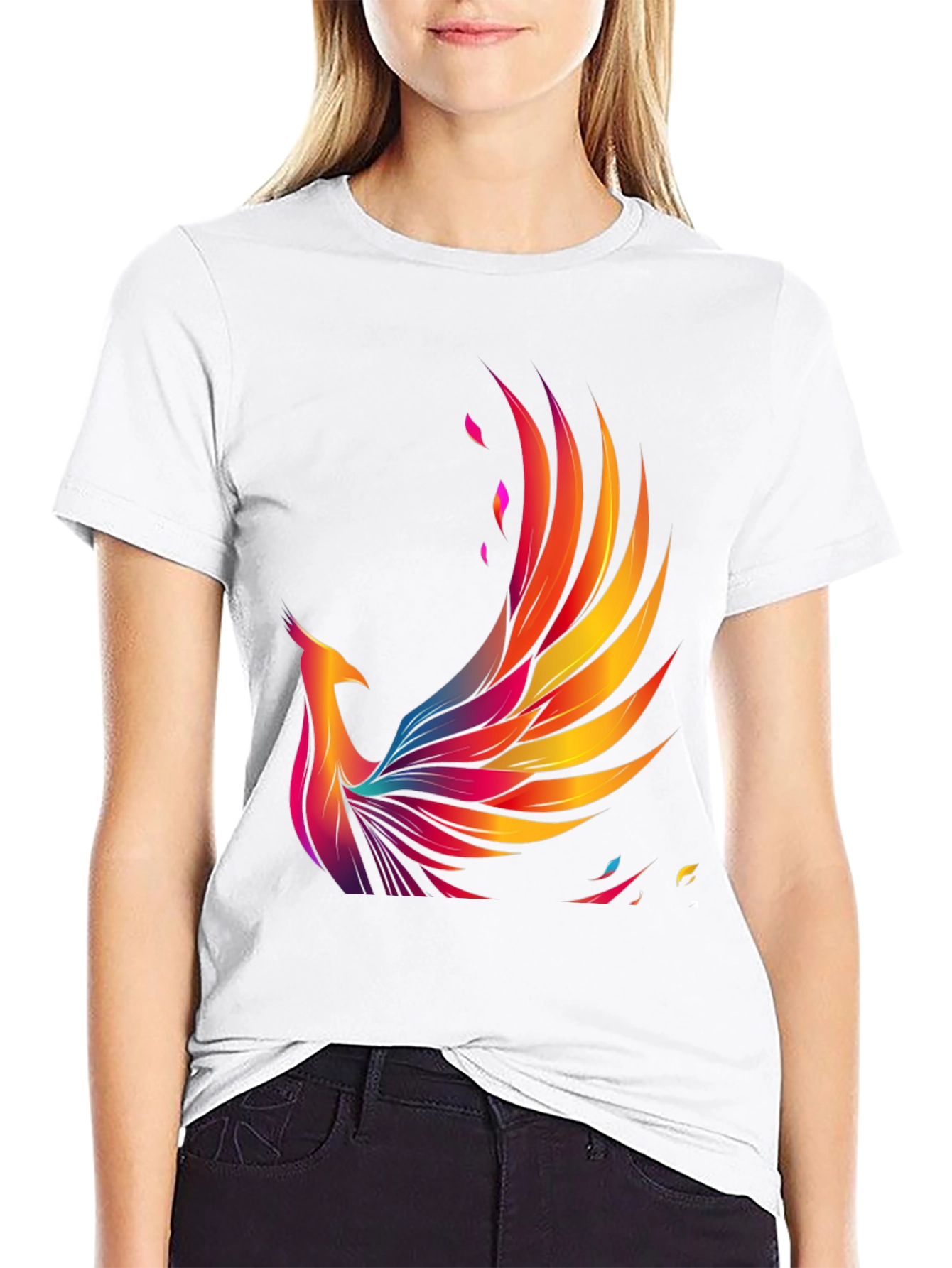 Phoenix Graphic Print Black T-Shirt