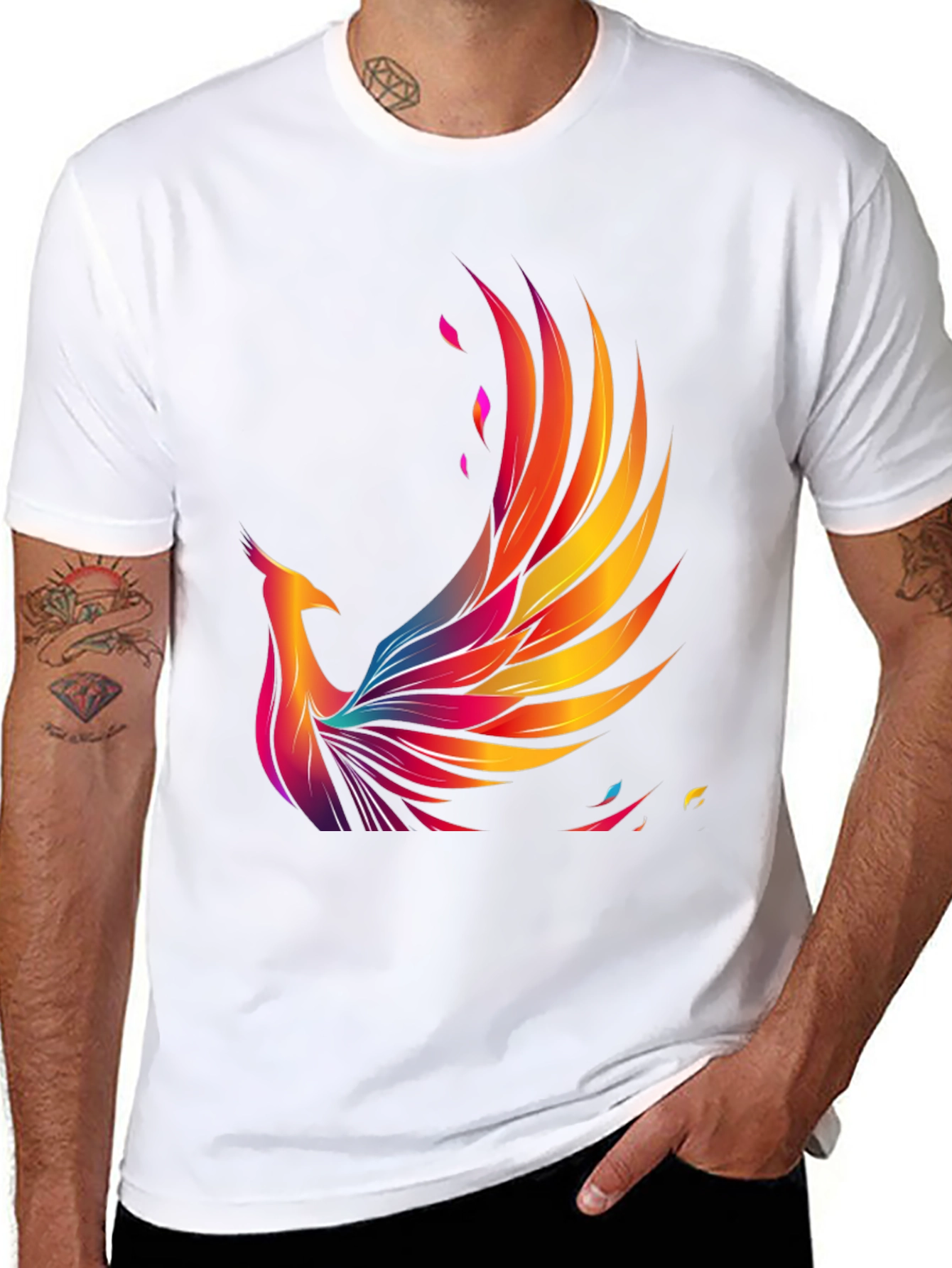 Phoenix Graphic Print Black T-Shirt
