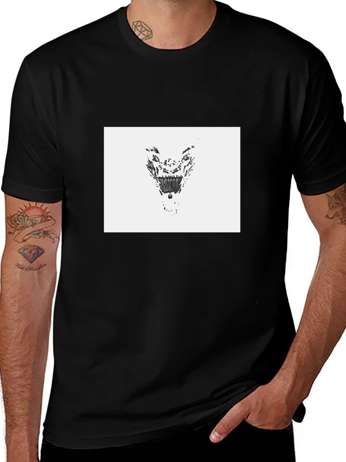 Creepy Monster Graphic T-Shirt - Black