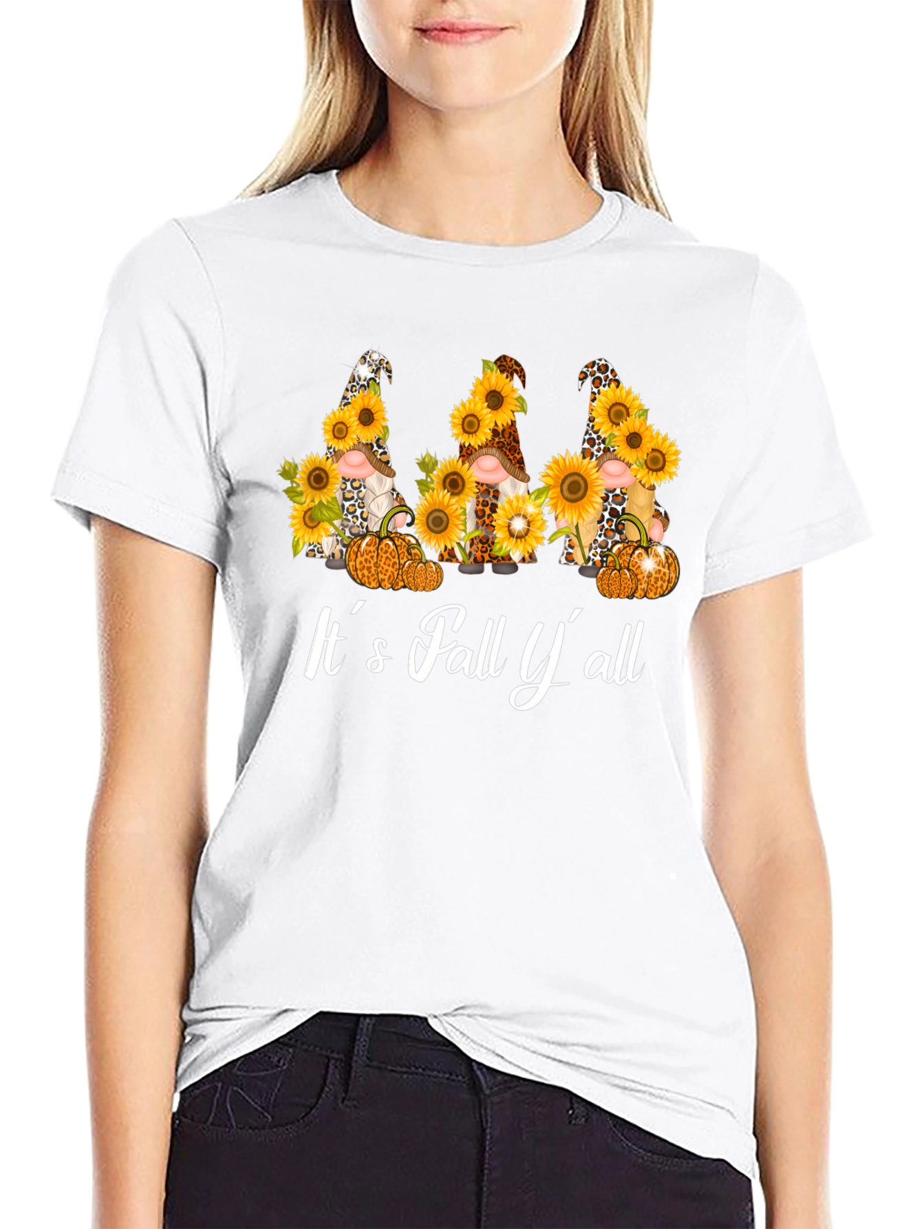 Fall Gnomes & Sunflowers Graphic T-Shirt