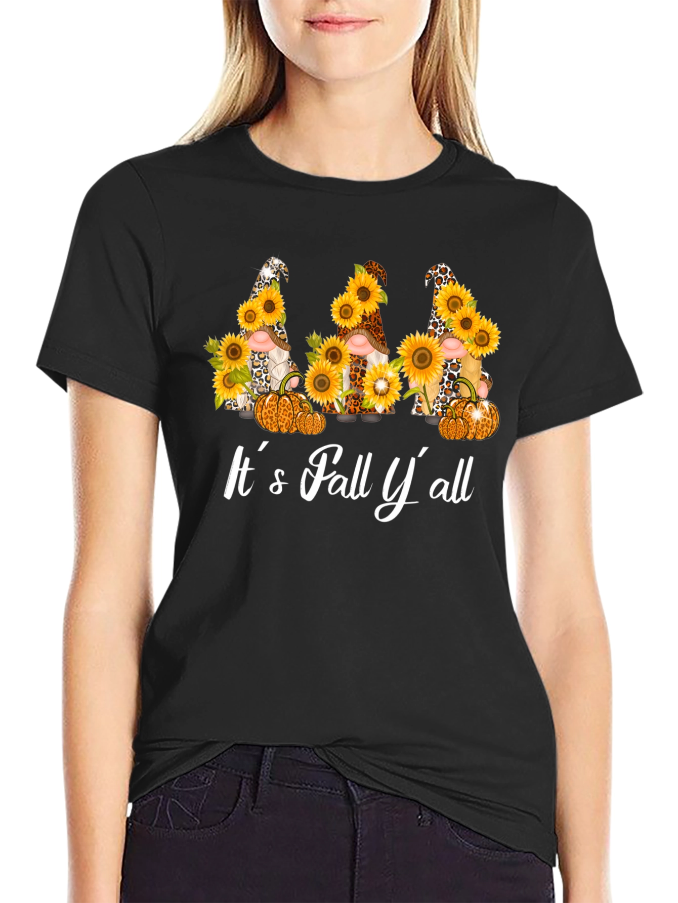 Fall Gnomes & Sunflowers Graphic T-Shirt