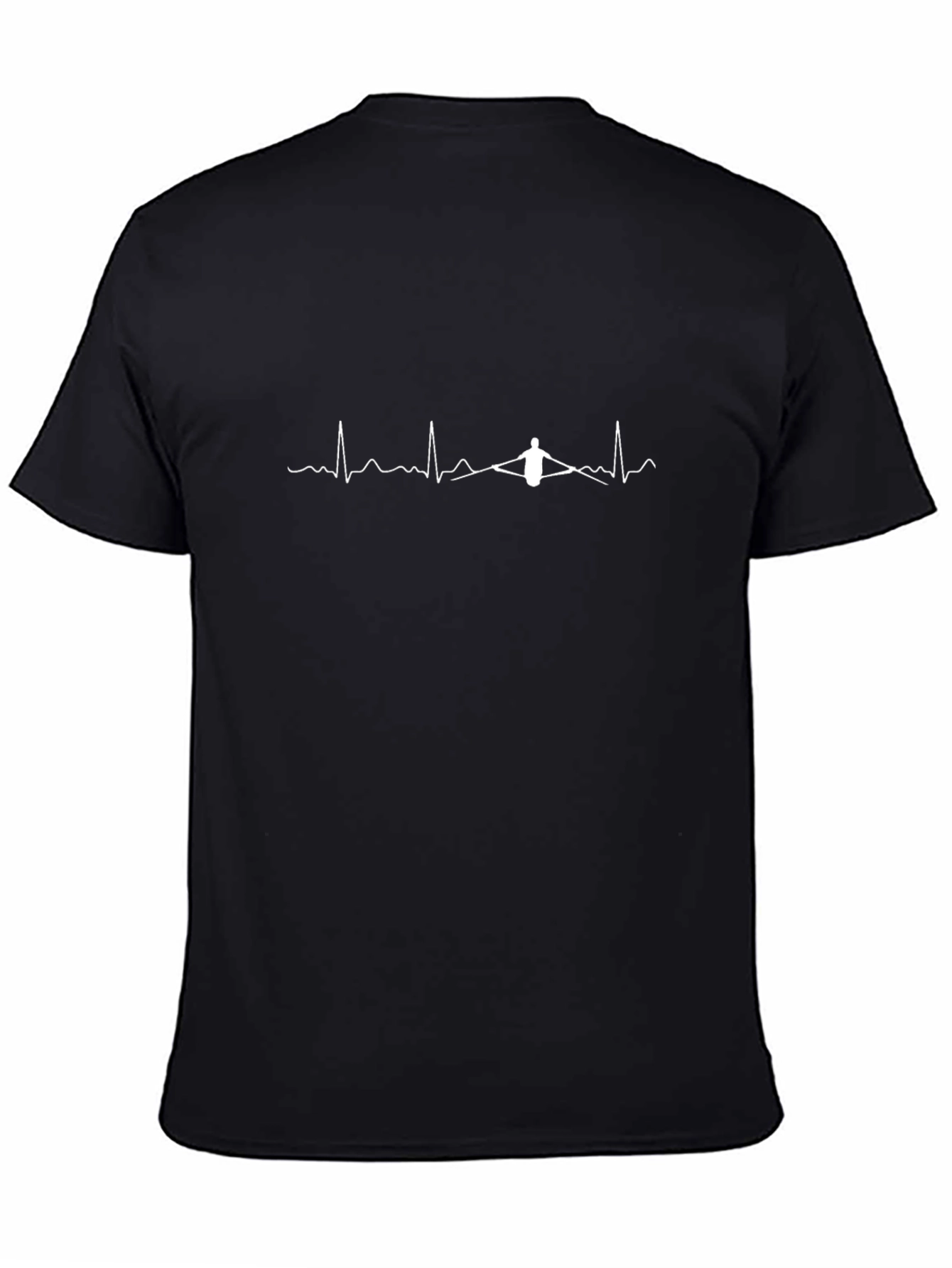 Rowing Heartbeat Graphic Tee - Black Cotton T-Shirt