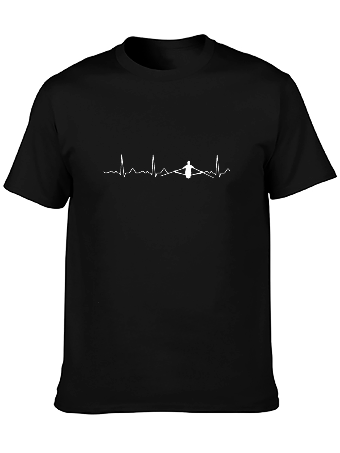 Rowing Heartbeat Graphic Tee - Black Cotton T-Shirt