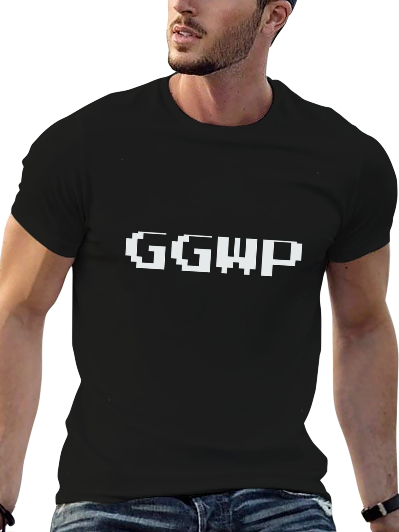 Pixelated GGWP Graphic Tee - Black Crew Neck
